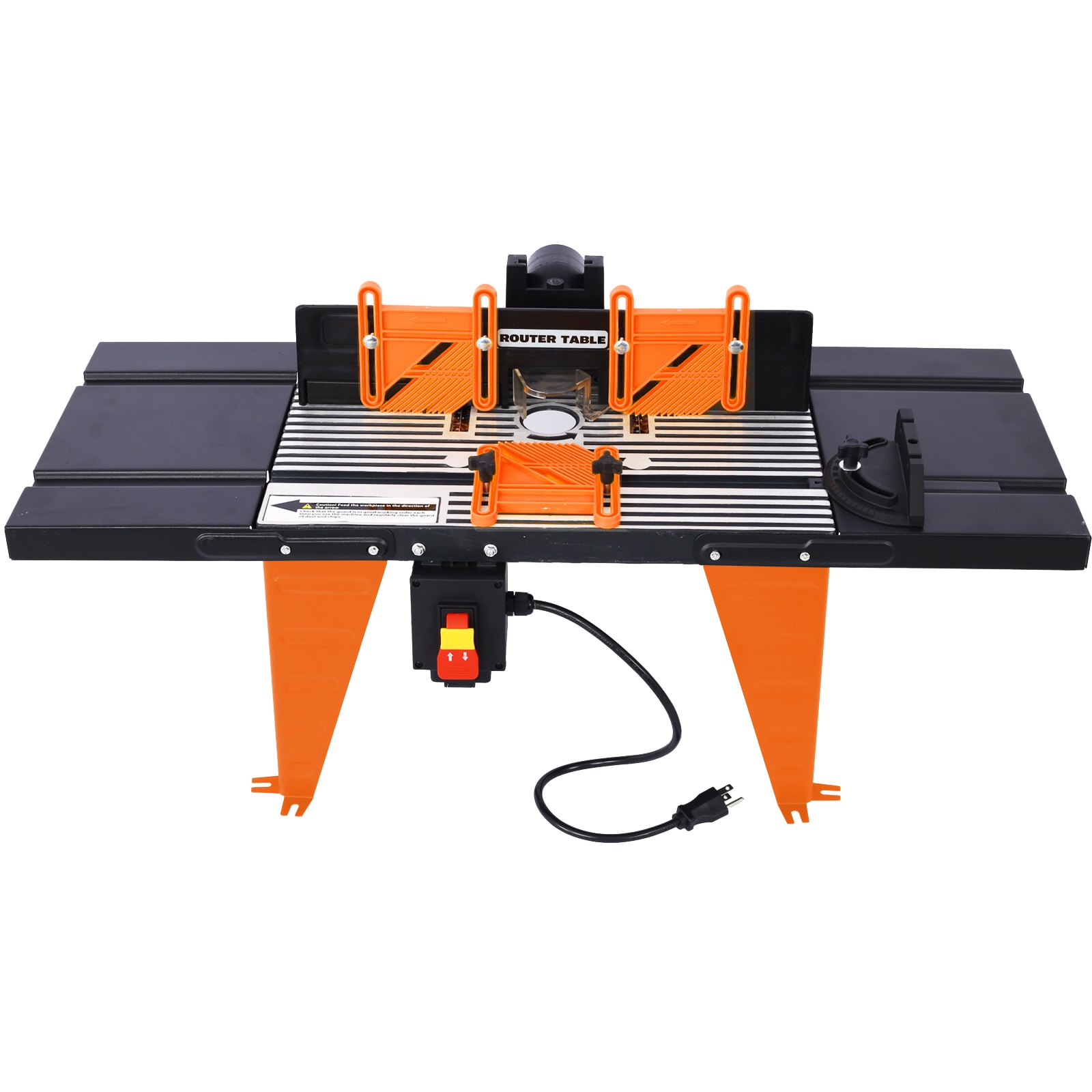 VELMONT INC Electric Benchtop Router Table with Aluminum Alloy Main Table and Steel Extensions Black Orange