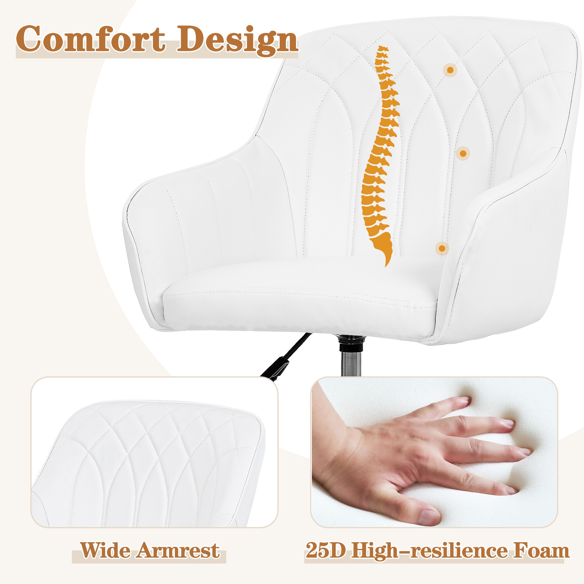 Vecelo LOE-CC-ZL02-WHE Vanity-Stools - View #3