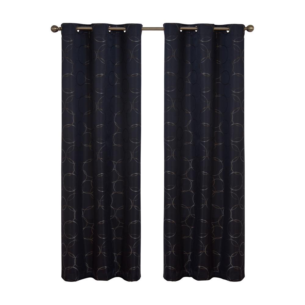 Eclipse 11250042X084BK 84-Inches Black Polka dot Blackout Grommet Single curtain panel