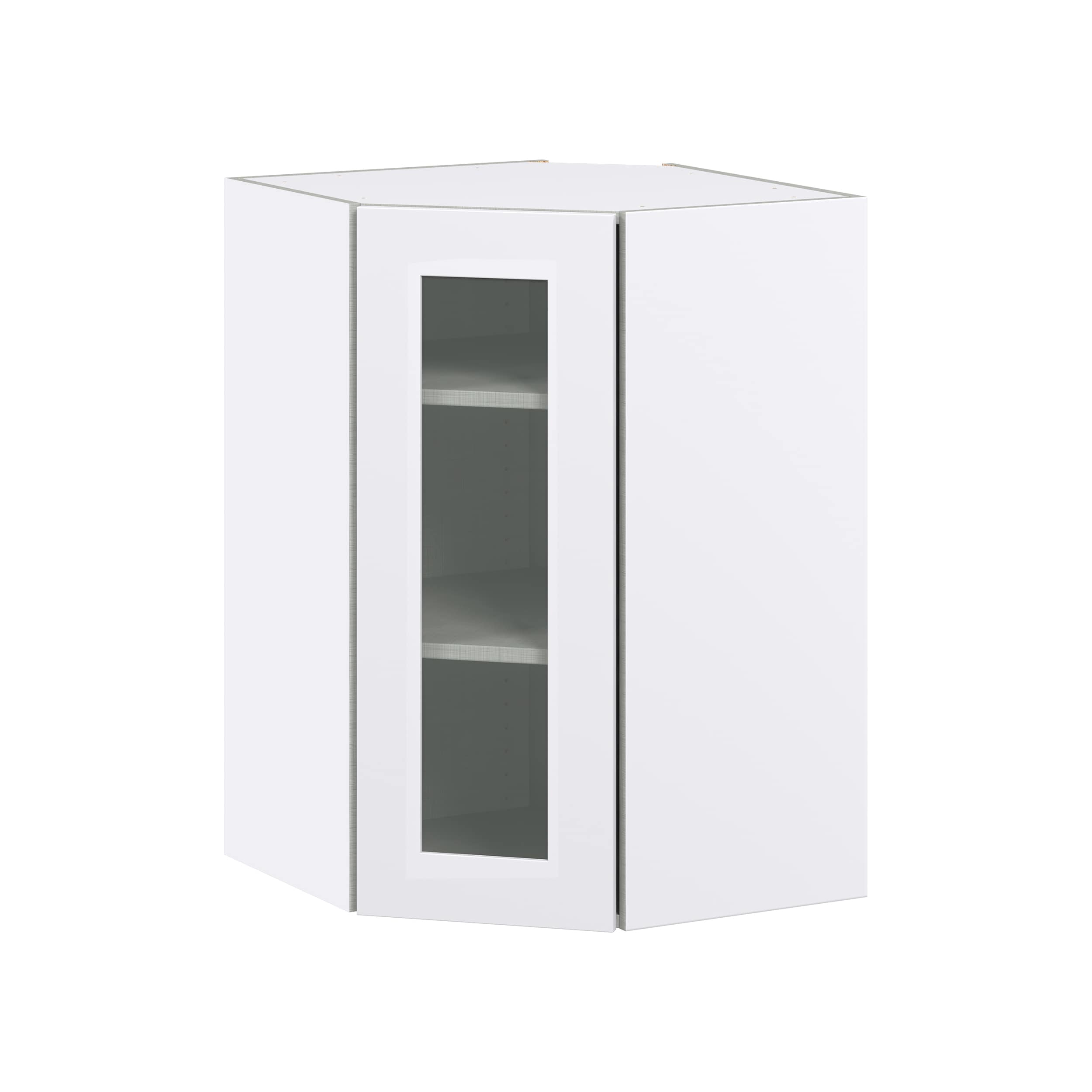 Hugo&Borg DSWAG2435(L/R)-JO Jolie 24-in W x 35-in H x 14-in D Warm White Diagonal Diagonal Corner wall Fully assembled Cabinet (Glass Panel Glass)