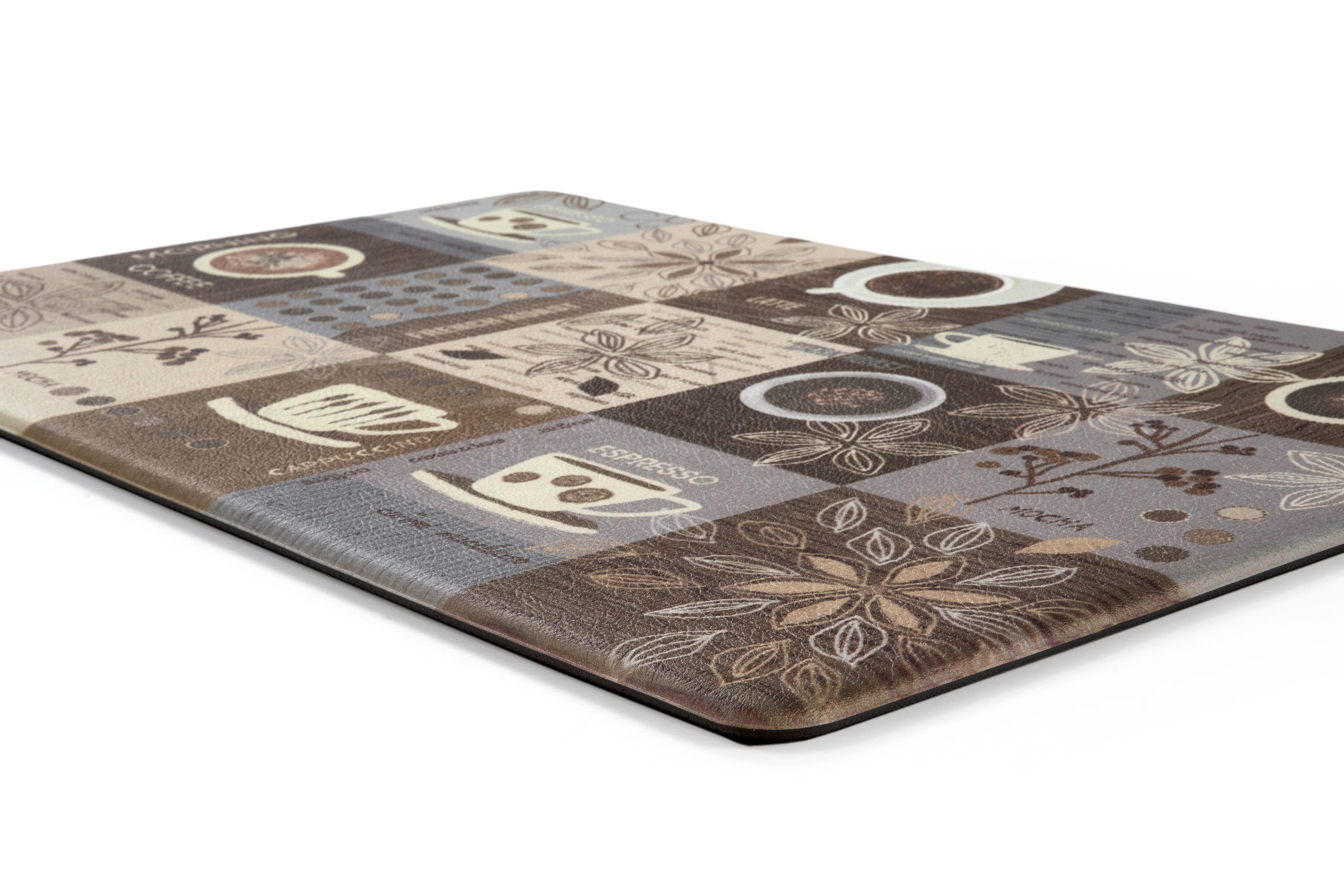 Brown Coffee Themed Anti-Fatigue Kitchen Mat 18" x 47"