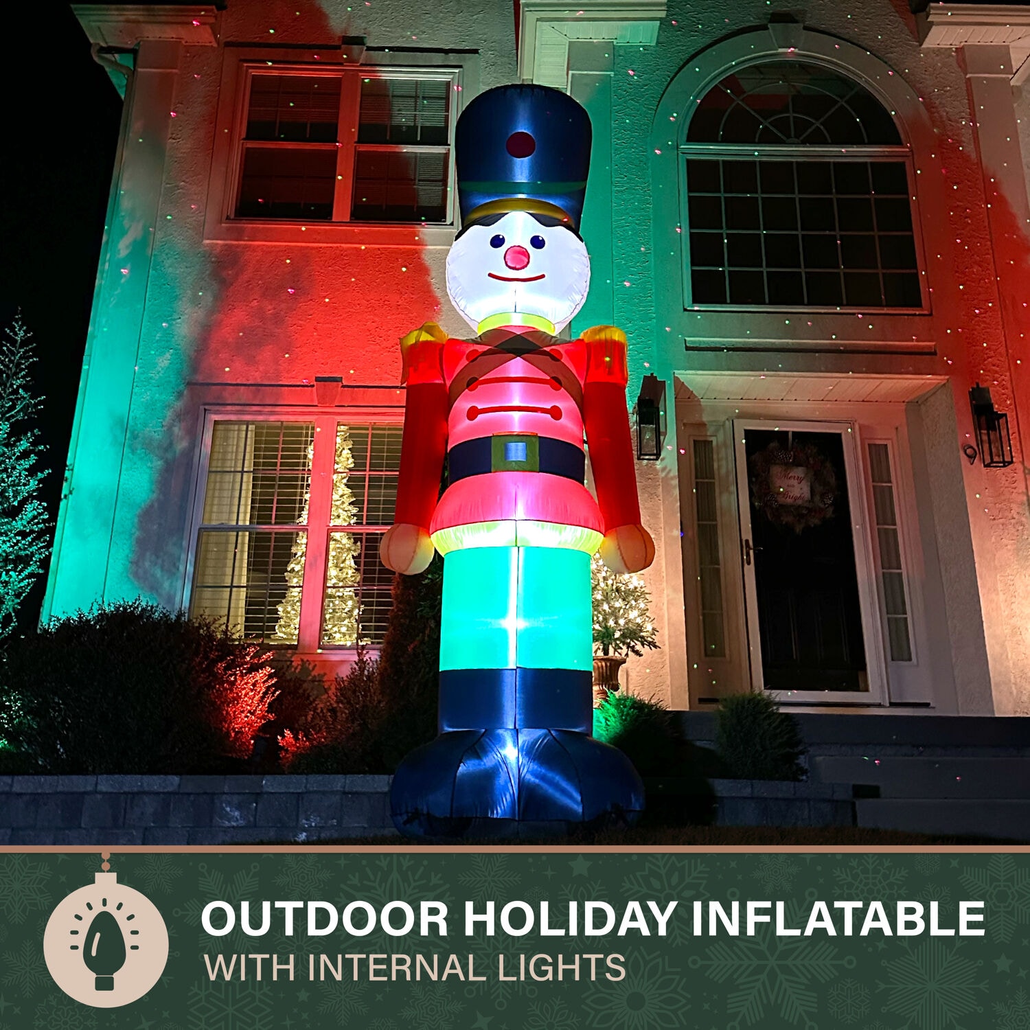 12-Foot Multicolor Polyester Pre-lit Nutcracker Christmas Inflatable
