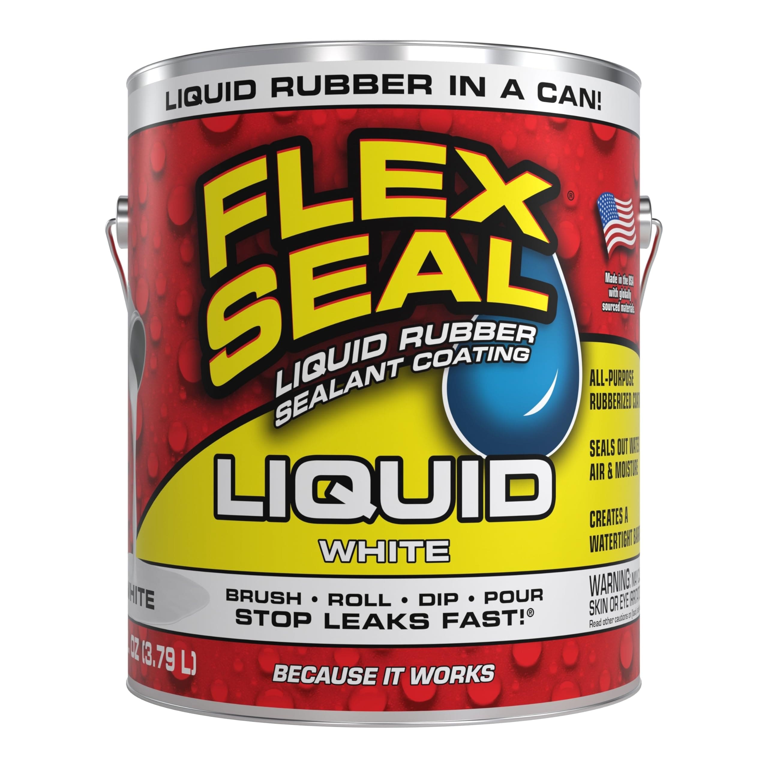 Flex Seal  Liquid Rubber Coating Sealant White Waterproof UV Resistant 1 Gallon 128 oz