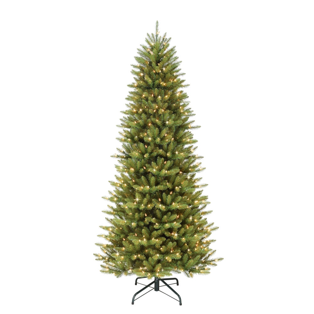 7.5-ft Fir Pre-lit Slim Artificial Christmas Tree with LED Lights | - Puleo International FFSLA-75LW5