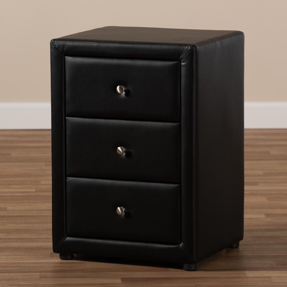 Baxton Studio Tessa Black Rubberwood Nightstand in the Nightstands