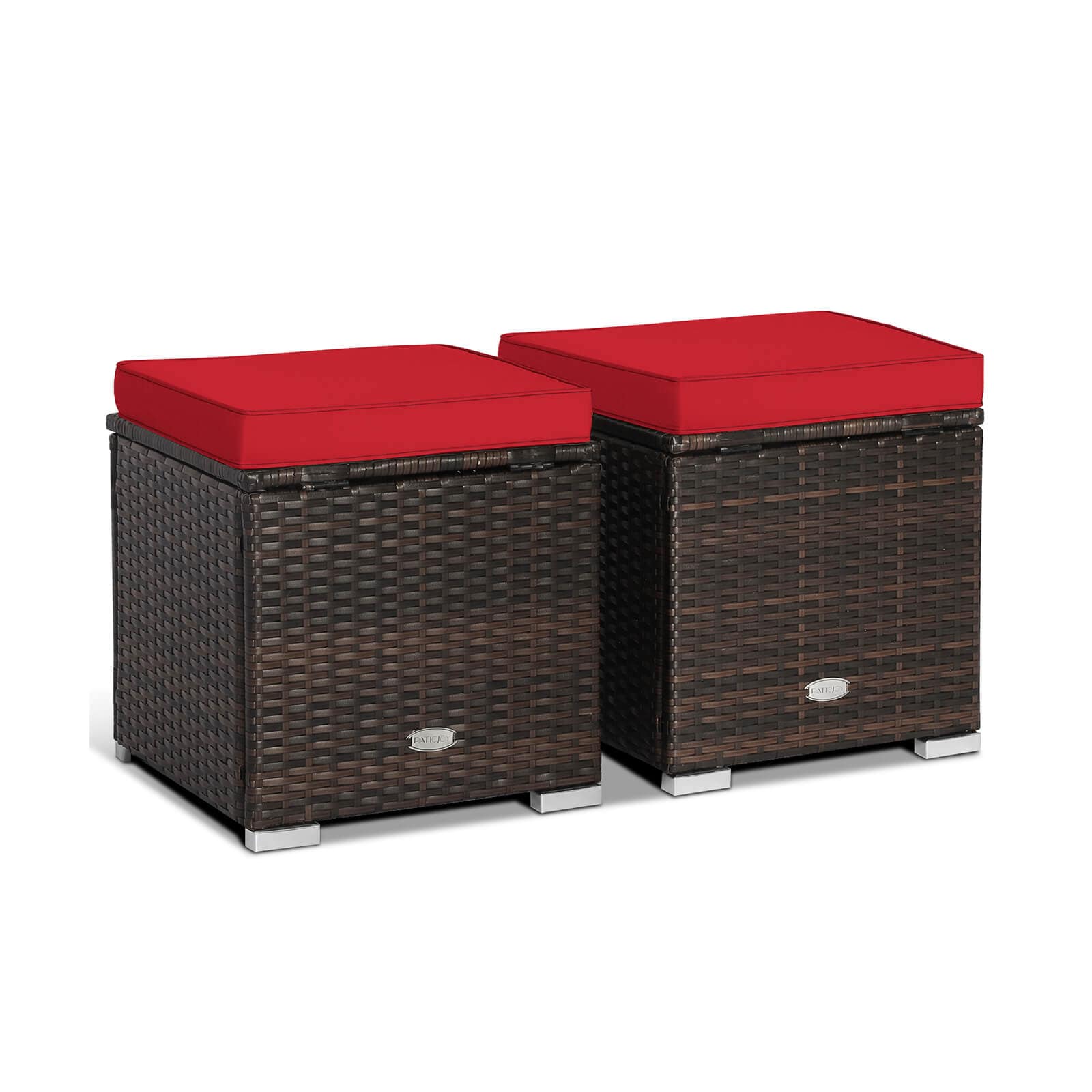 WELLFOR OUS70591RE Mix Brown Rattan Ottoman