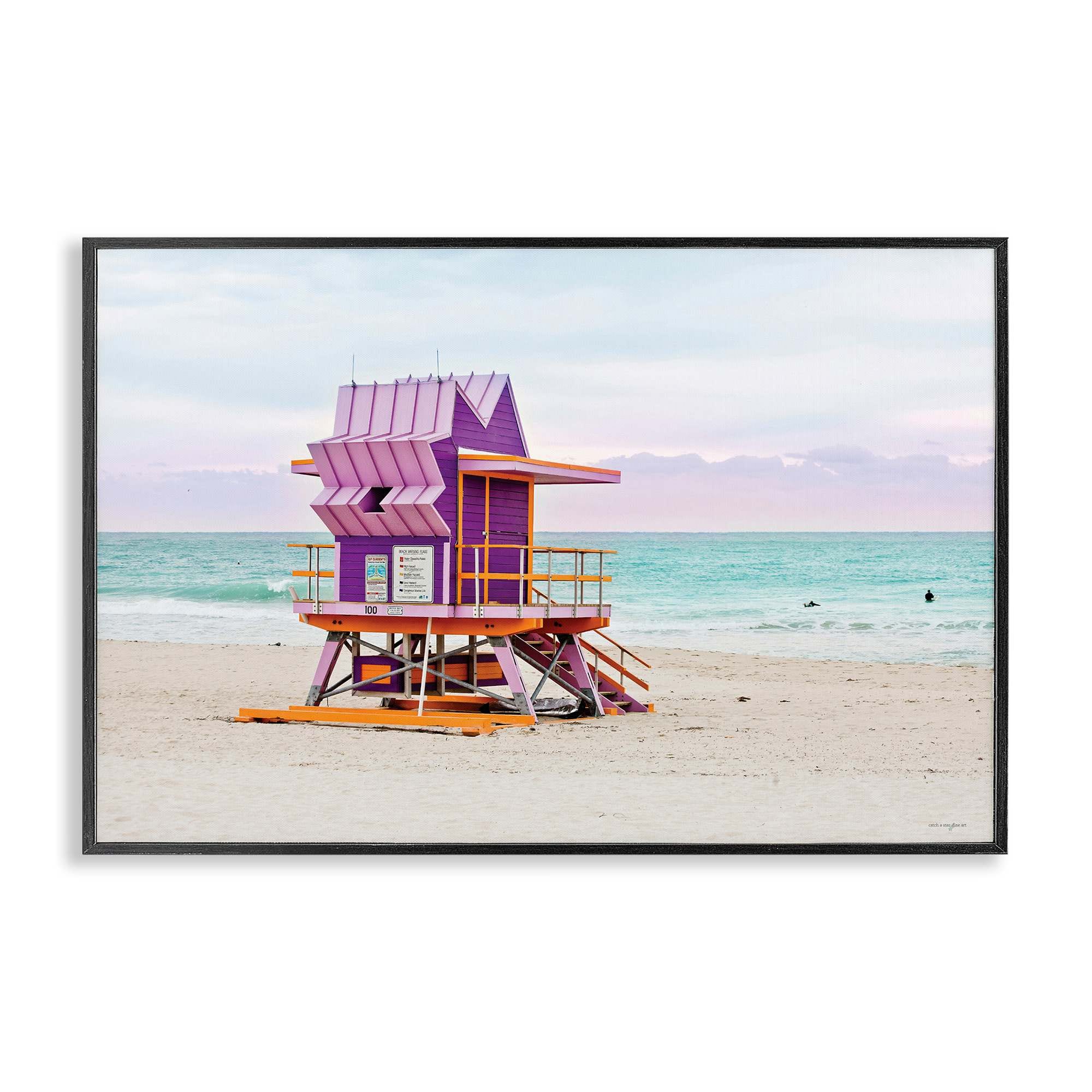 Stupell Industries BT-557-FR-12X18 Purple Lifeguard Building Framed Giclee design by Seven Trees Design