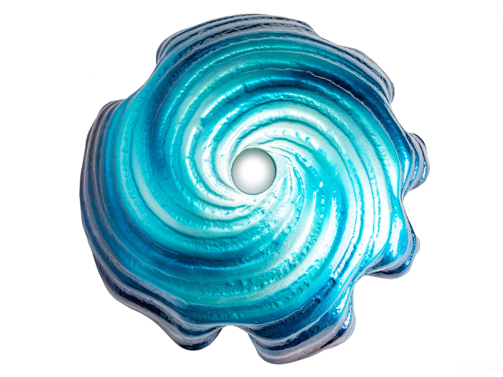 Caribbean Wave Blue Tempered Glass Vessel Sink