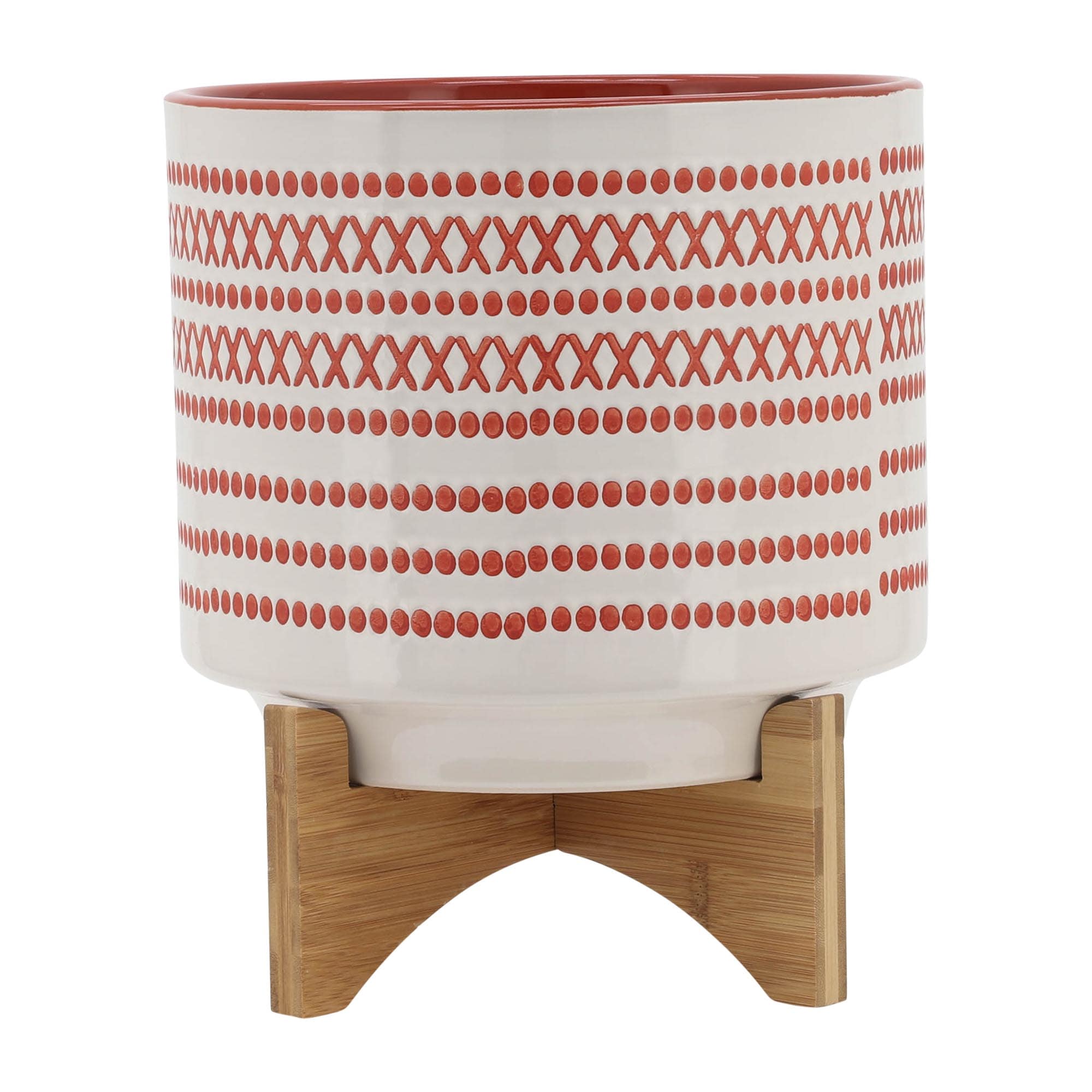 Miki Shinly JJ-6872-32SH Round 10.0-in W x 11-in H x 10-in D Orange Ceramic Indoor/Outdoor Planter