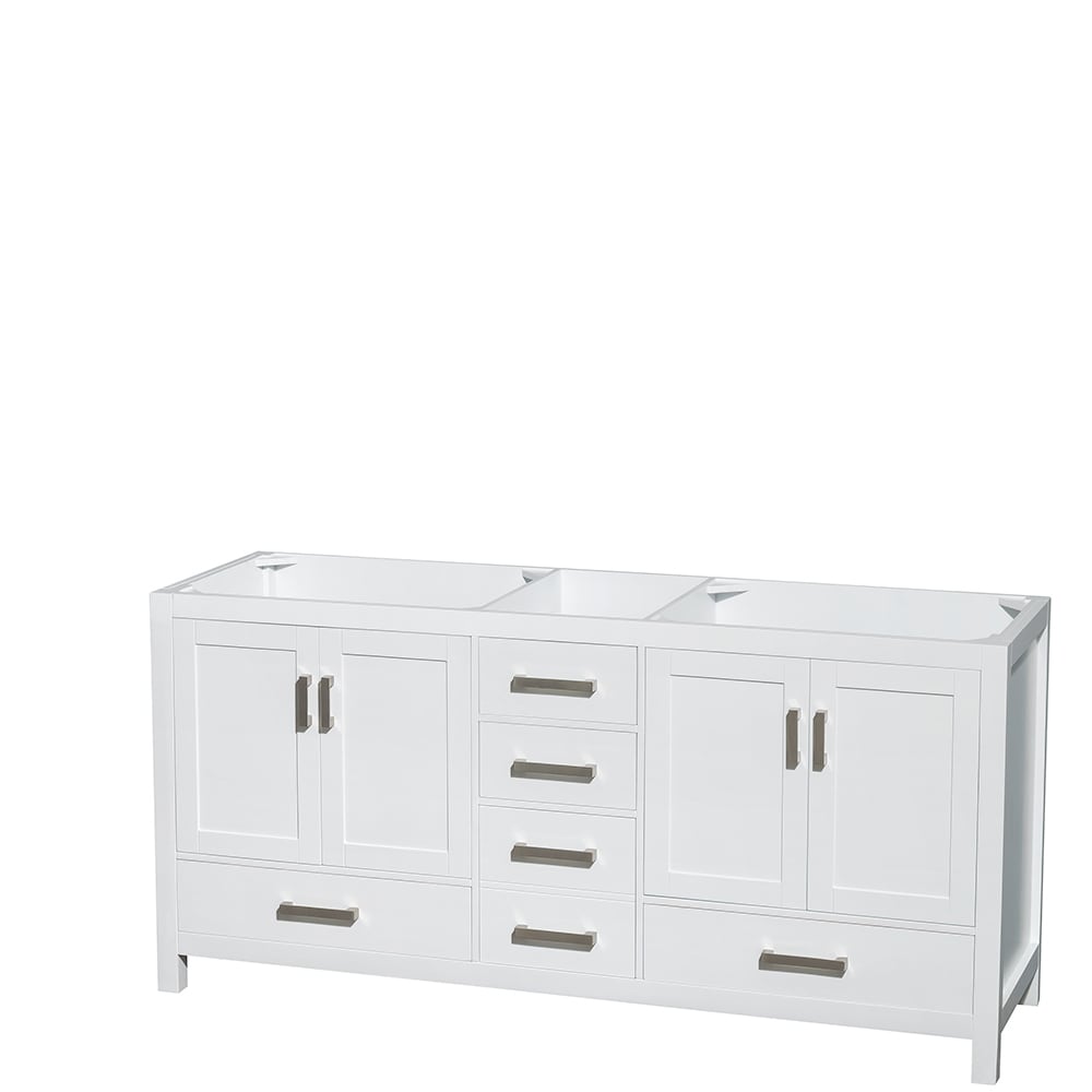 White Wood Freestanding Double Bathroom Vanity Base