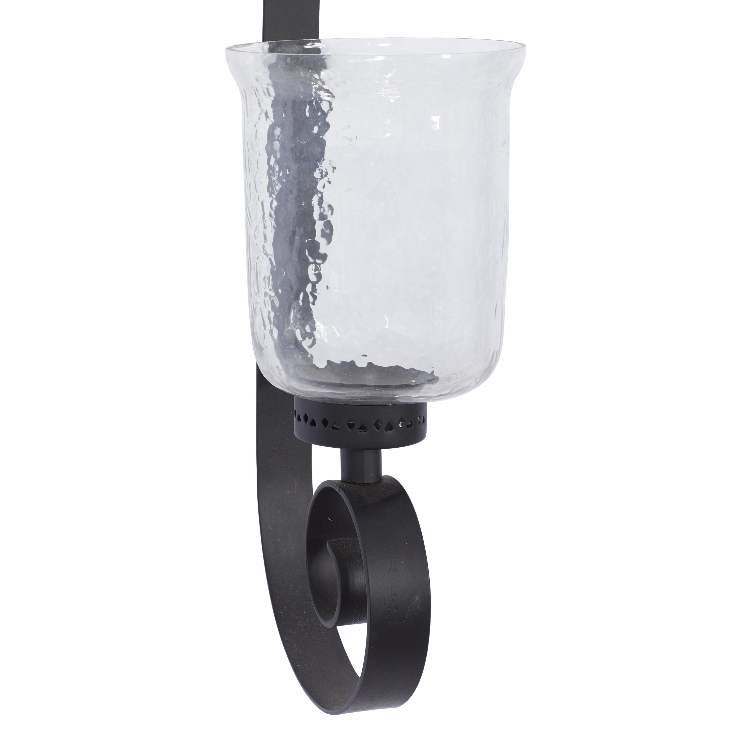 Elegant Black Metal and Glass 31" Handcrafted Pillar Wall Sconce