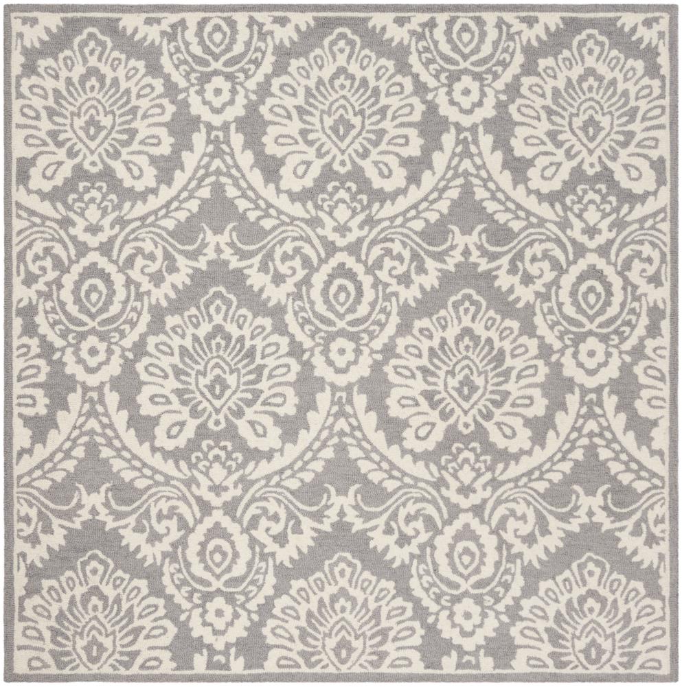 Safavieh BLM106F-6SQ Blossom Littie 6 x 6 (ft) Tufted Wool Gray/Ivory Square Indoor Damask Area rug