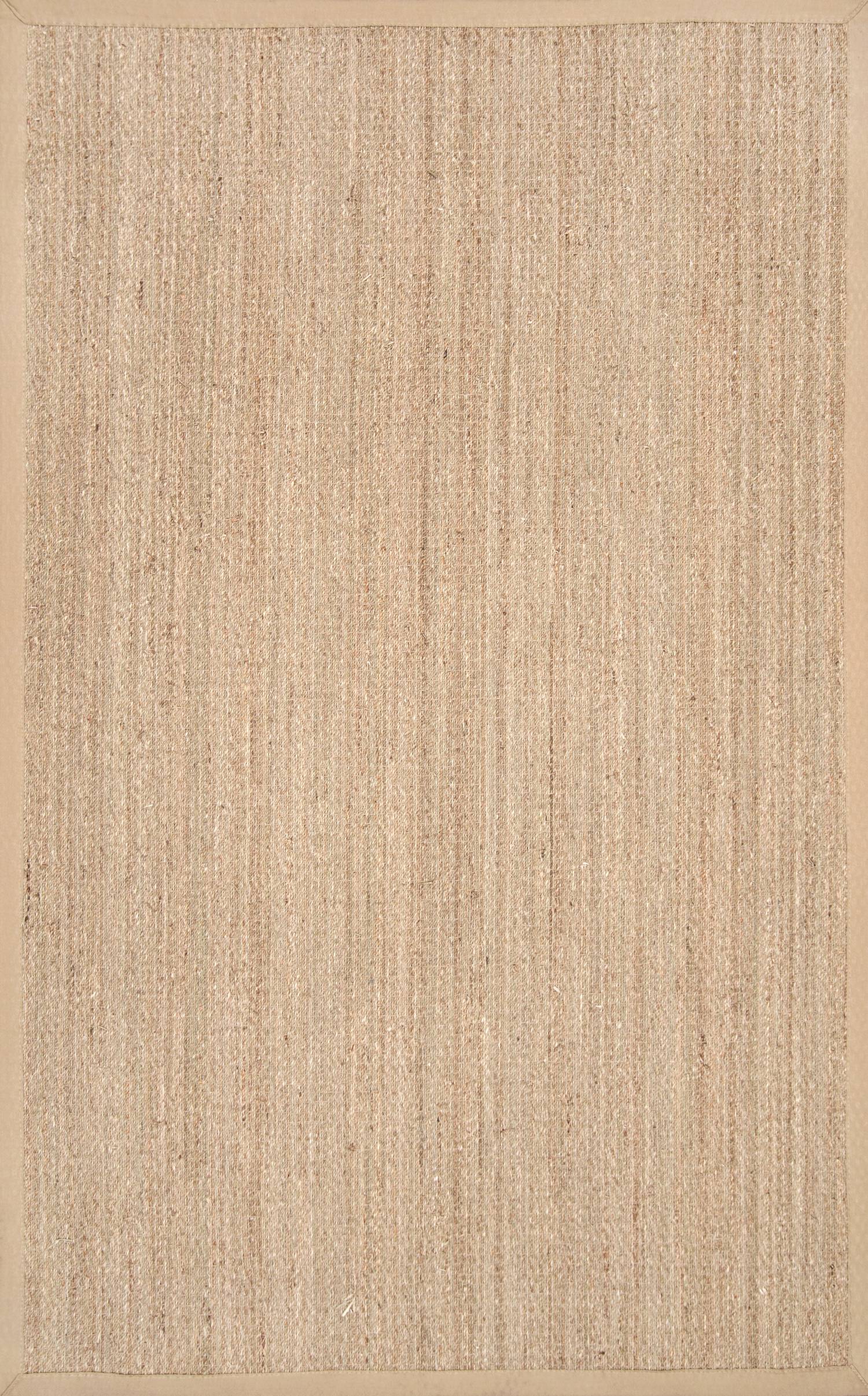 Beige Seagrass 8' Square Area Rug with Cotton Border