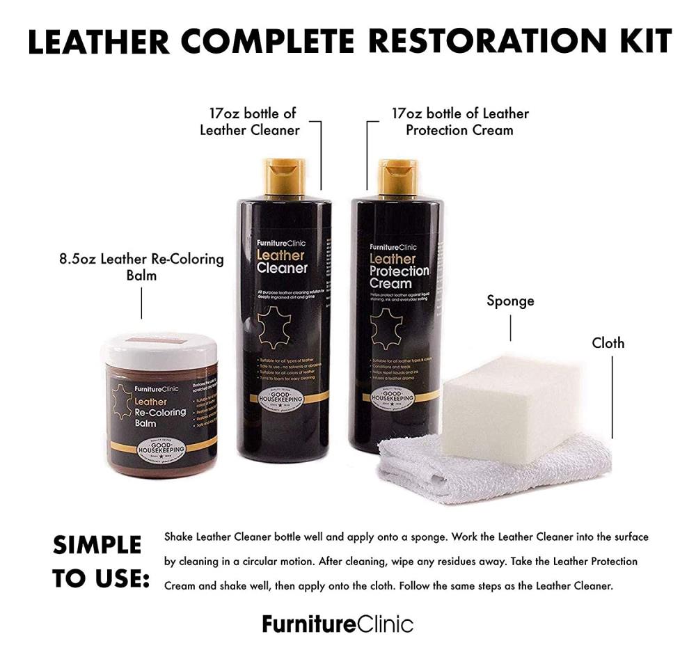 Leather Easy Restoration Kit - Leather Cleaning and Coloring