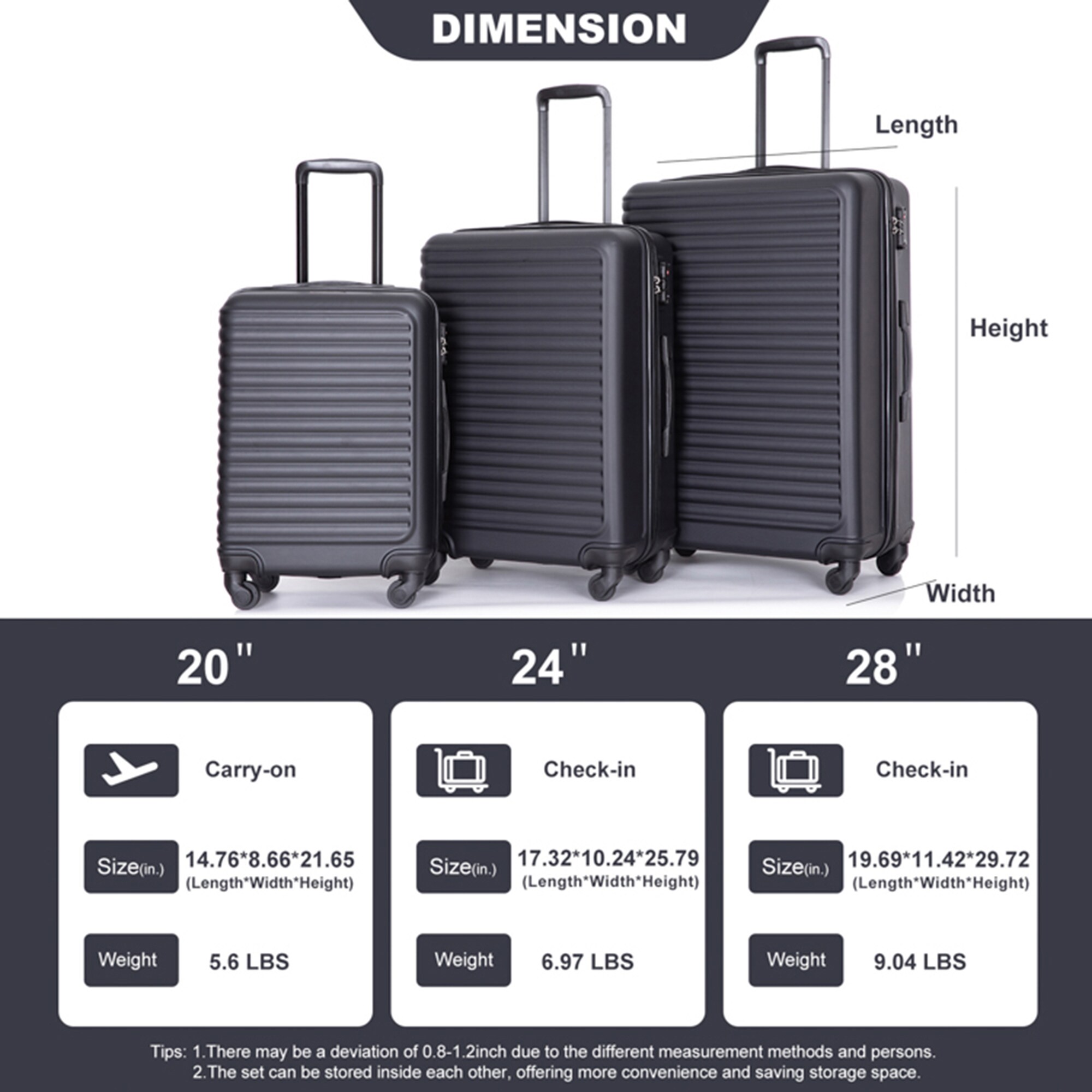 SINOFURN SYD9400013BK Luggage-And-Luggage-Sets - View #6