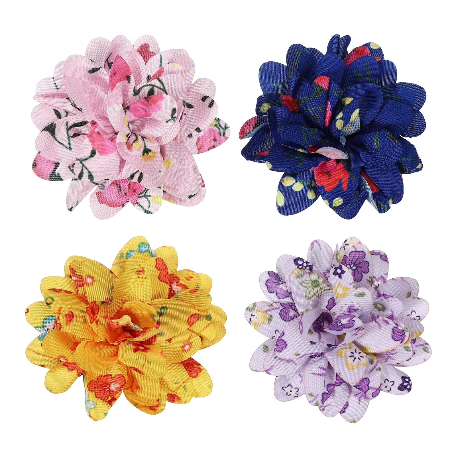 Unique Bargains Dog Collar Flowers 3.1 Inch Pet Flower Charms Soft Chiffon Cat Collar Bow Tie Floral Grooming Supplies (Blue and other 3 colors 4pcs) Intended for Small Medium Big Dog Rabbit