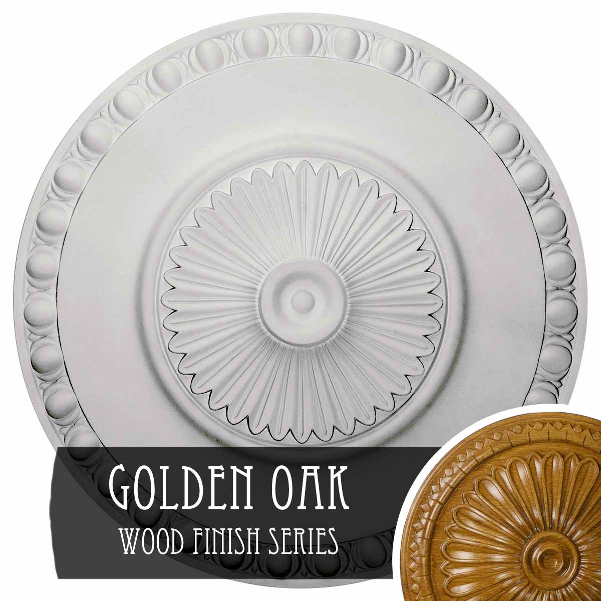 Ekena Millwork CM23LYGOS Lyon 23.5-in W x 23.5-in L Golden Oak Polyurethane Ceiling Medallion