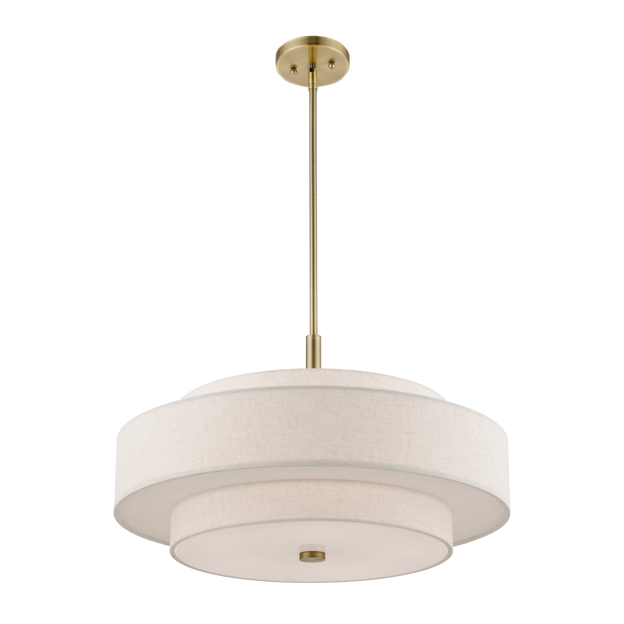 Monroe Antique Brass Triple Drum Shade 5-Light Pendant