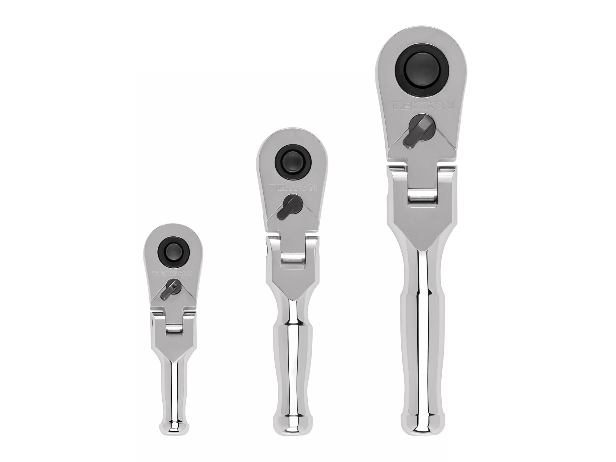 TEKTON 3 -Piece 90 -Tooth 1/2-in 3/8-in 1/4-in Drive Full polish Handle Flexible Head Ratchet Set