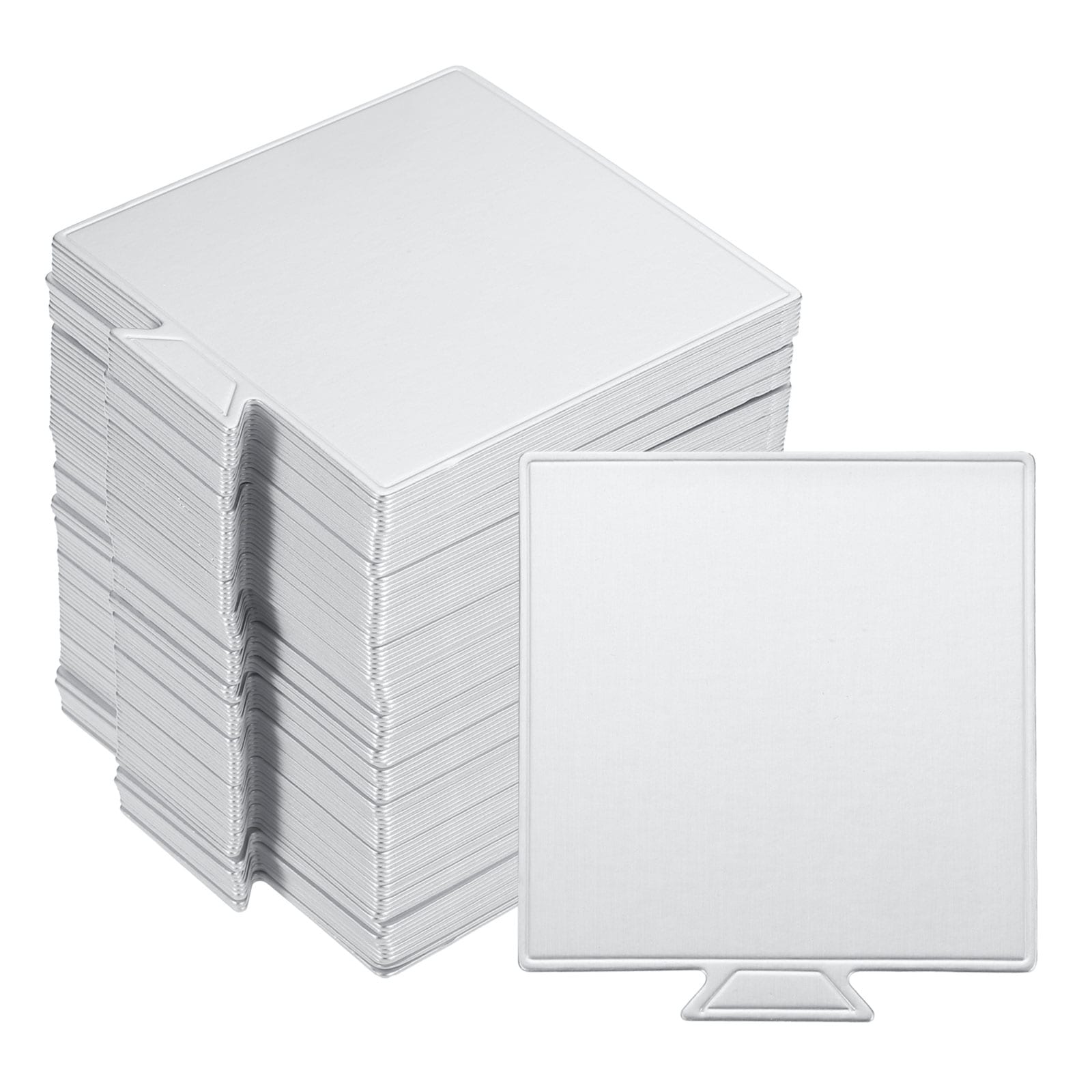 Unique Bargains 200pcs Mini Cake Boards Mousse Cake Cardboards Square Cake Bases Plates Cupcake Dessert Displays Base Tray for Cupcakes Cakes Pastries Base - Grease Proof (Silver Tone)