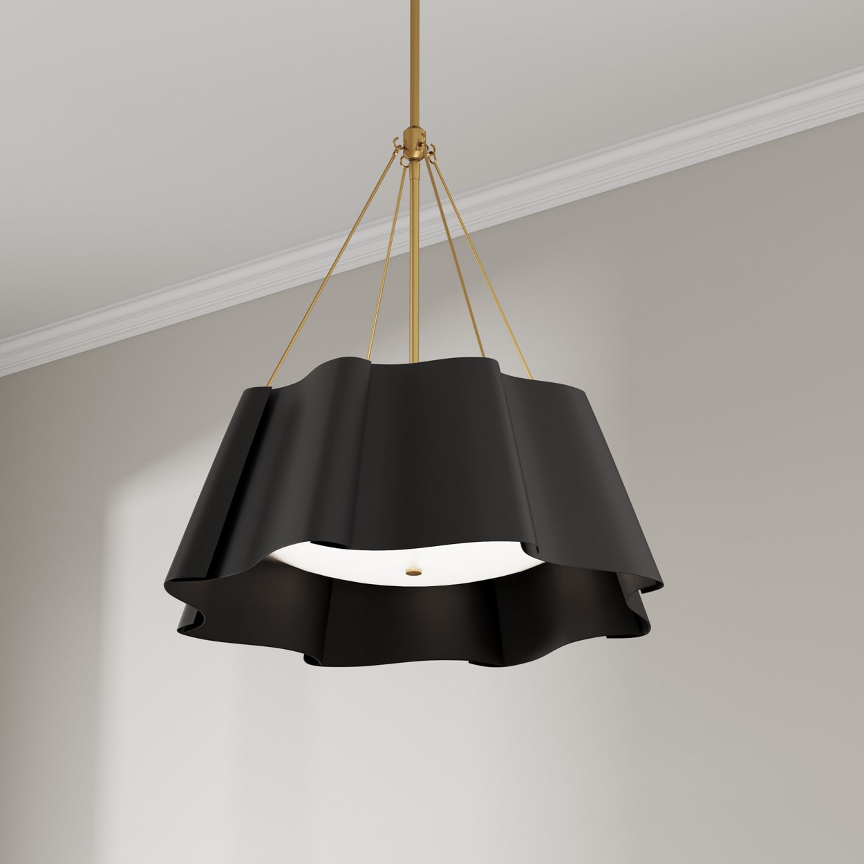 Minka Lavery Waveform 4-Light 26-in Dark Bronze Pendant with Etched White Glass Shade