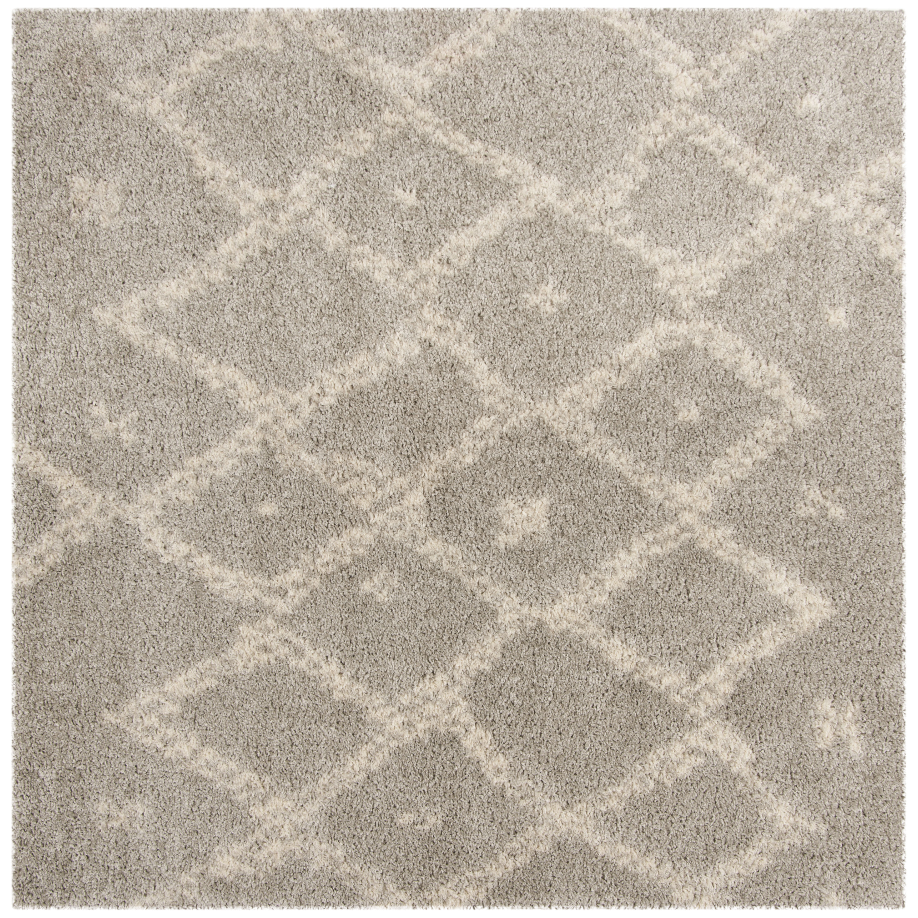 Safavieh ASG747D-7SQ Arizona Austin Shag 7 x 7 (ft) Loomed Polypropylene Gray/Ivory Square Indoor Abstract Moroccan Area rug