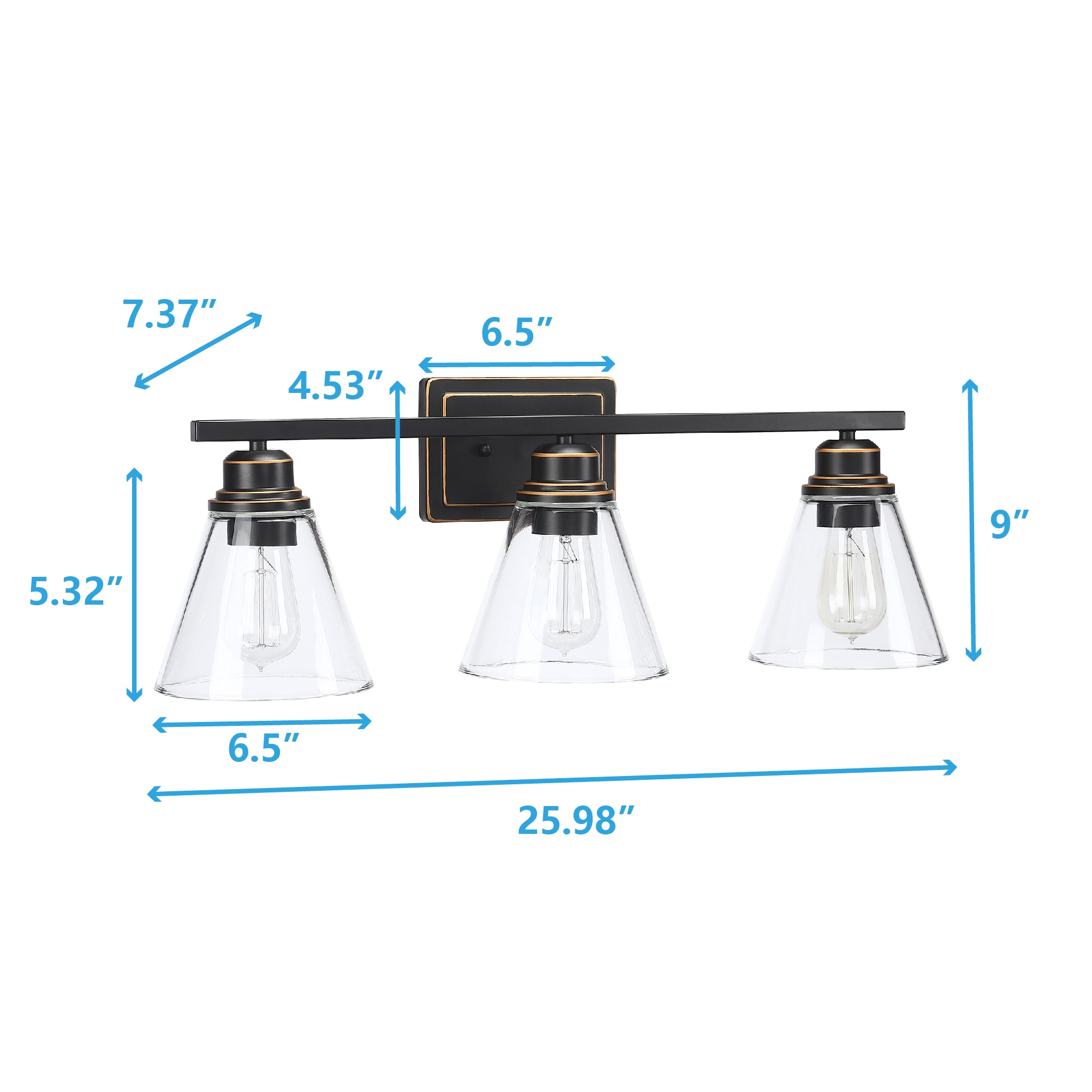 WELLFOR TC Vanity Light 26-in 3-Light Oil-Rubbed Bronze Modern ...