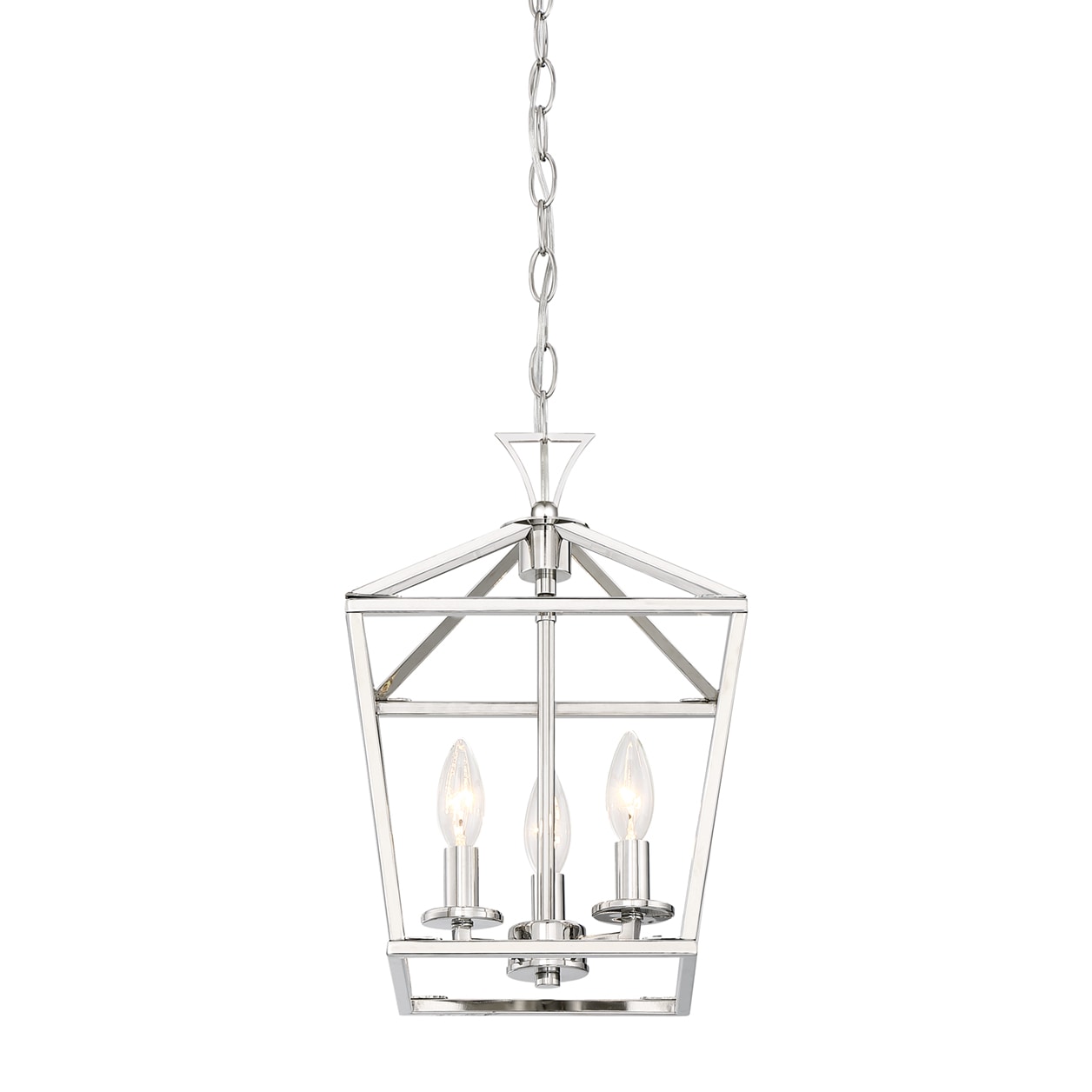 Polished Nickel 3-Light Farmhouse Pendant Chandelier