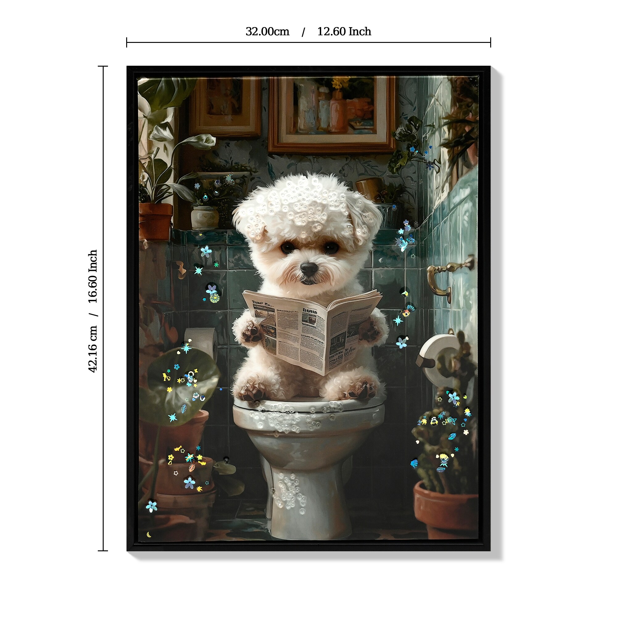 Boyel Living Framed Bathroom Decor Cute Puppy Wall Art in Picture Frame ...