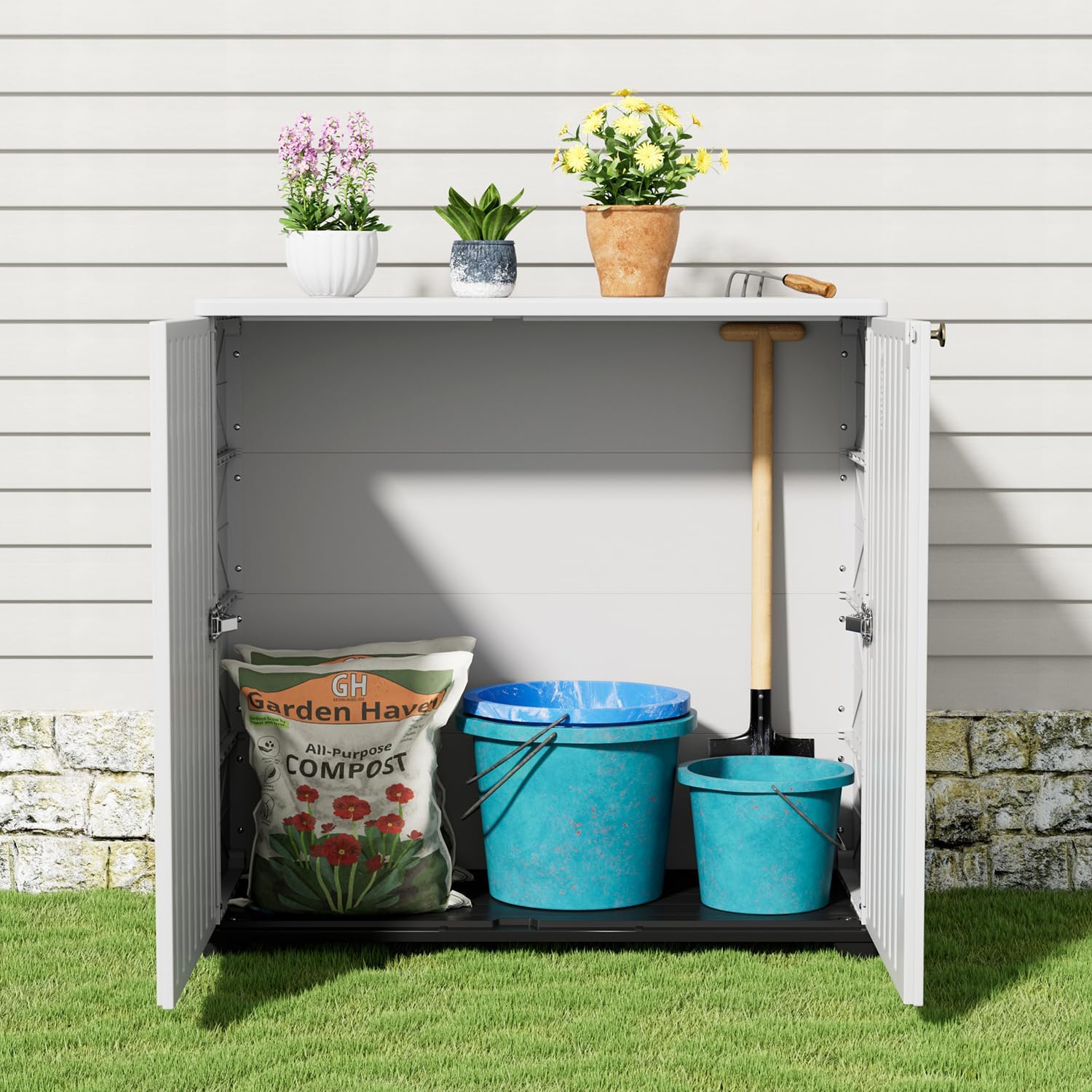 Yardgrace 75 Gallon Diamond Shaped Outdoor Storage Cabinet NO