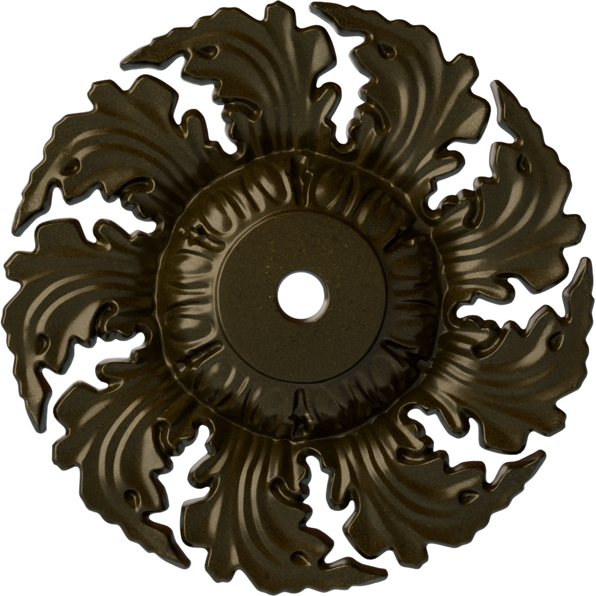 Ekena Millwork CM14NEGGS Needham 14.625-in W x 14.625-in L Painted Green Gold Polyurethane Whole Ceiling Medallion