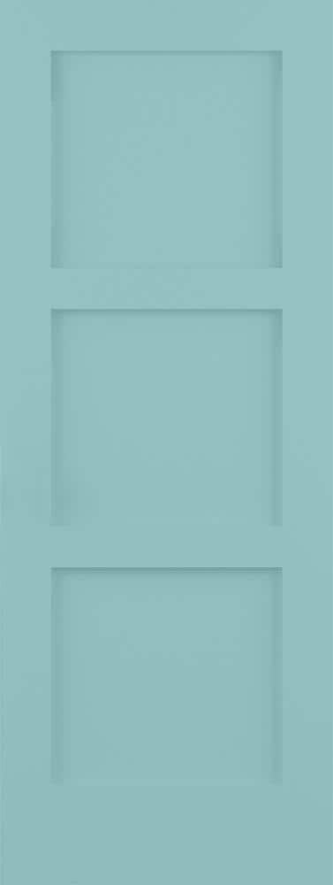 RELIABILT LO1369340 Shaker 30-in x 80-in Sea Mist 3-panel square Smooth Solid core Prefinished Pine Wood Slab Door