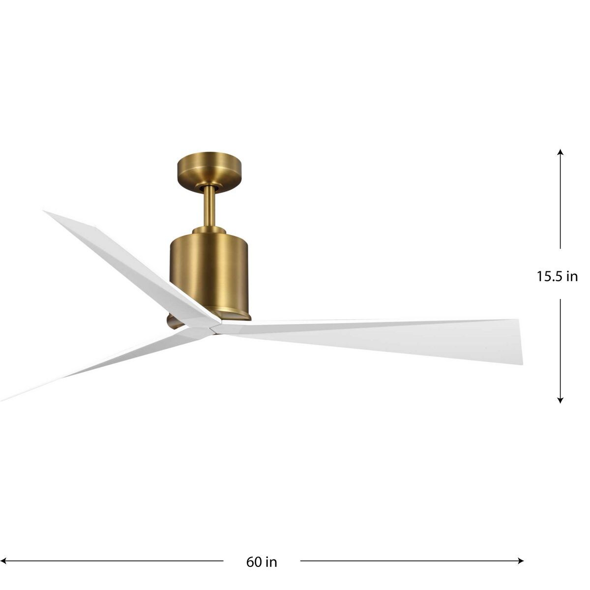 Paso 60'' Vintage Brass Ceiling Fan with Matte White Blades