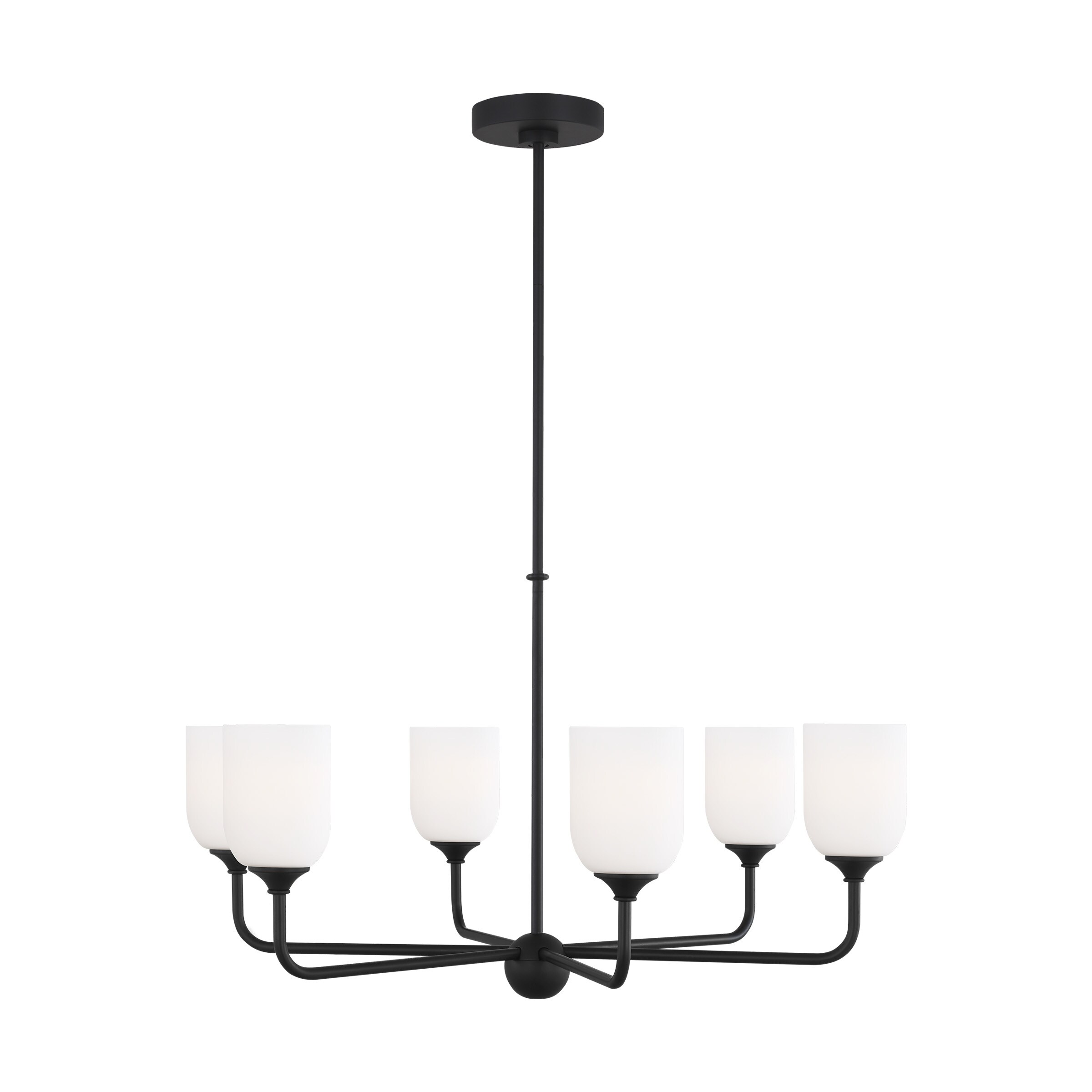 Generation Lighting GLC1096MBK Emile 6 -Light Black Traditional For Use in Dining Rooms, Foyers, Living Rooms Chandelier