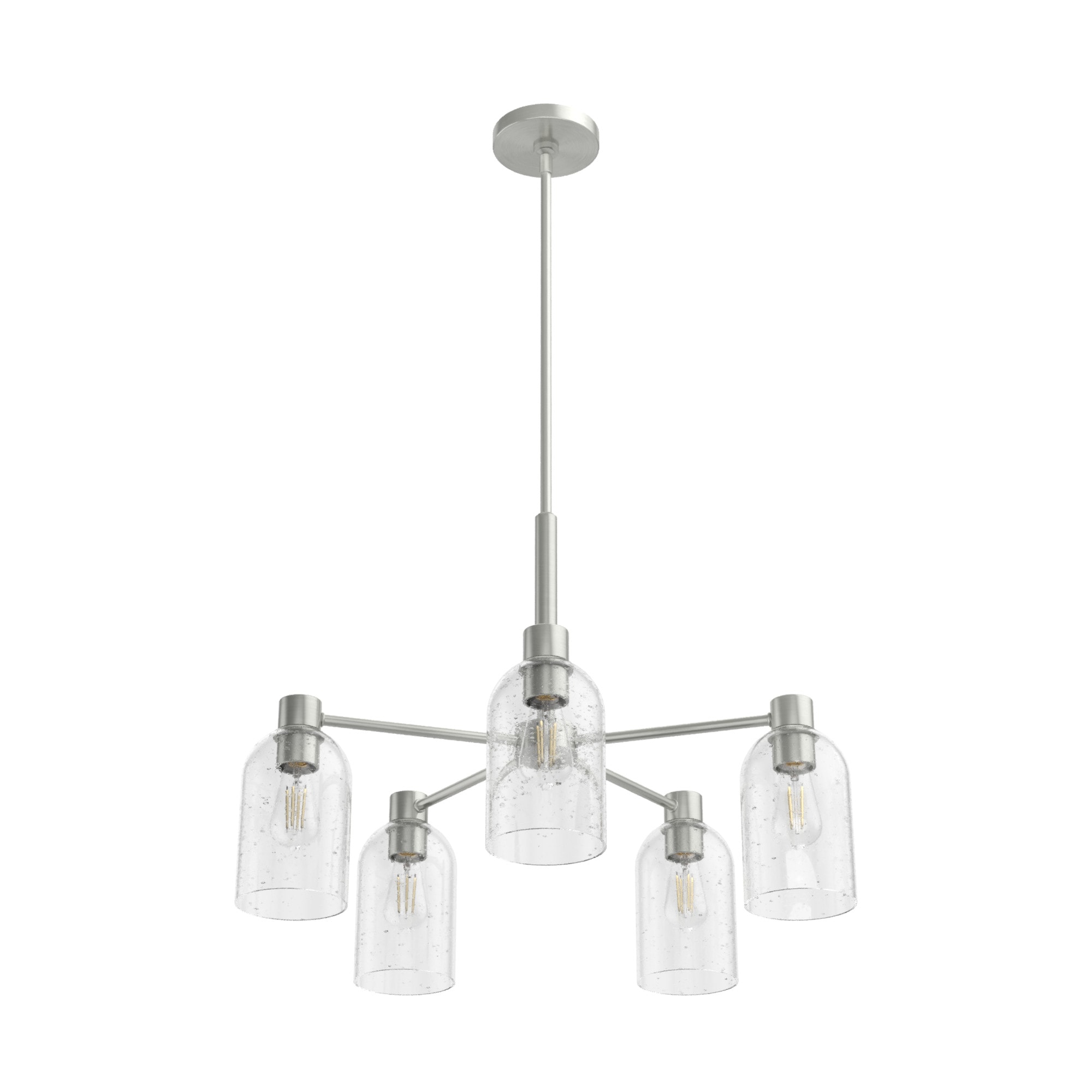 Lochemeade 5-Light Brushed Nickel Seeded Glass Chandelier