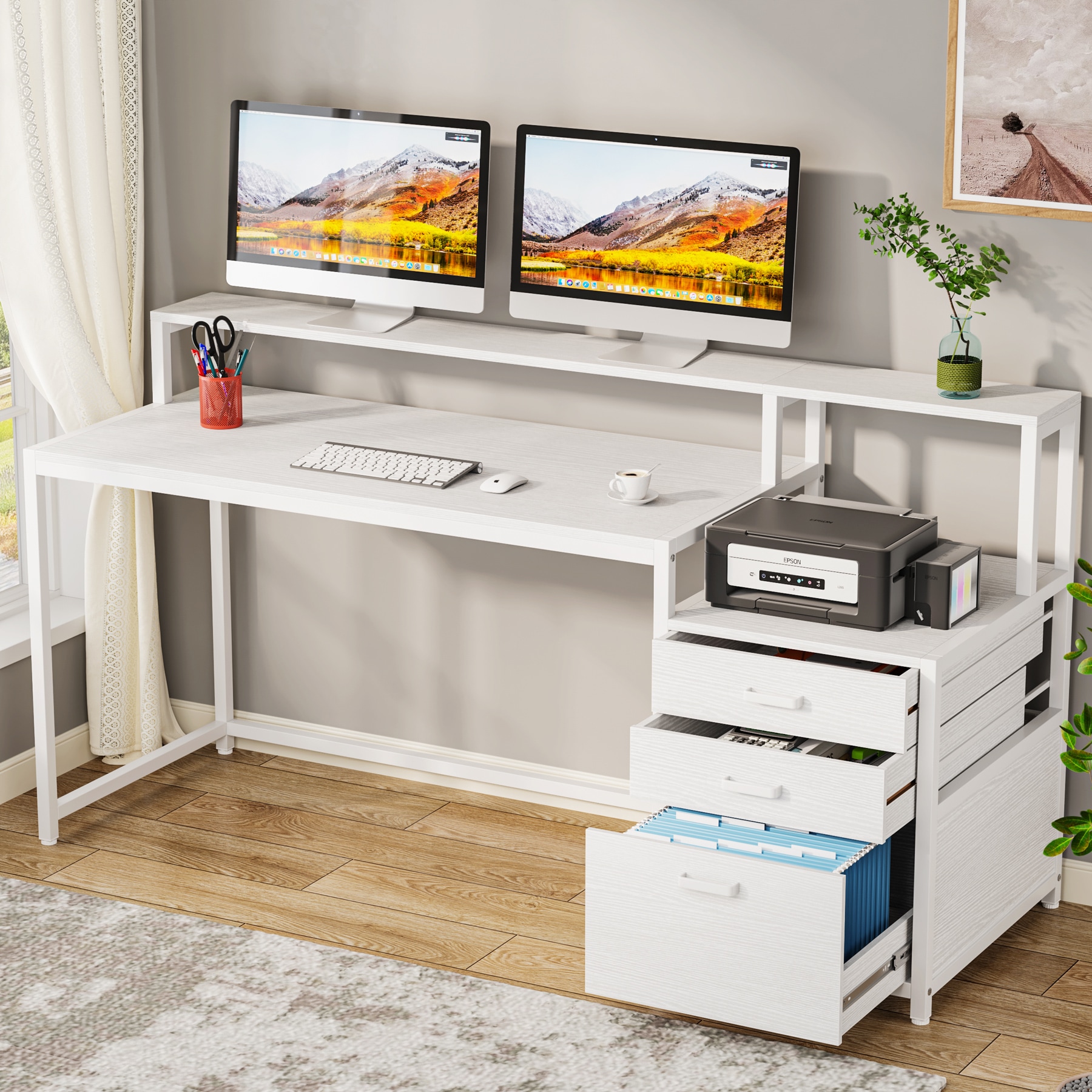 Fnova LWTJ-JW0580 Office Conference Table White 1 -Person Conference table ( 63-in W x 35.4-in H )
