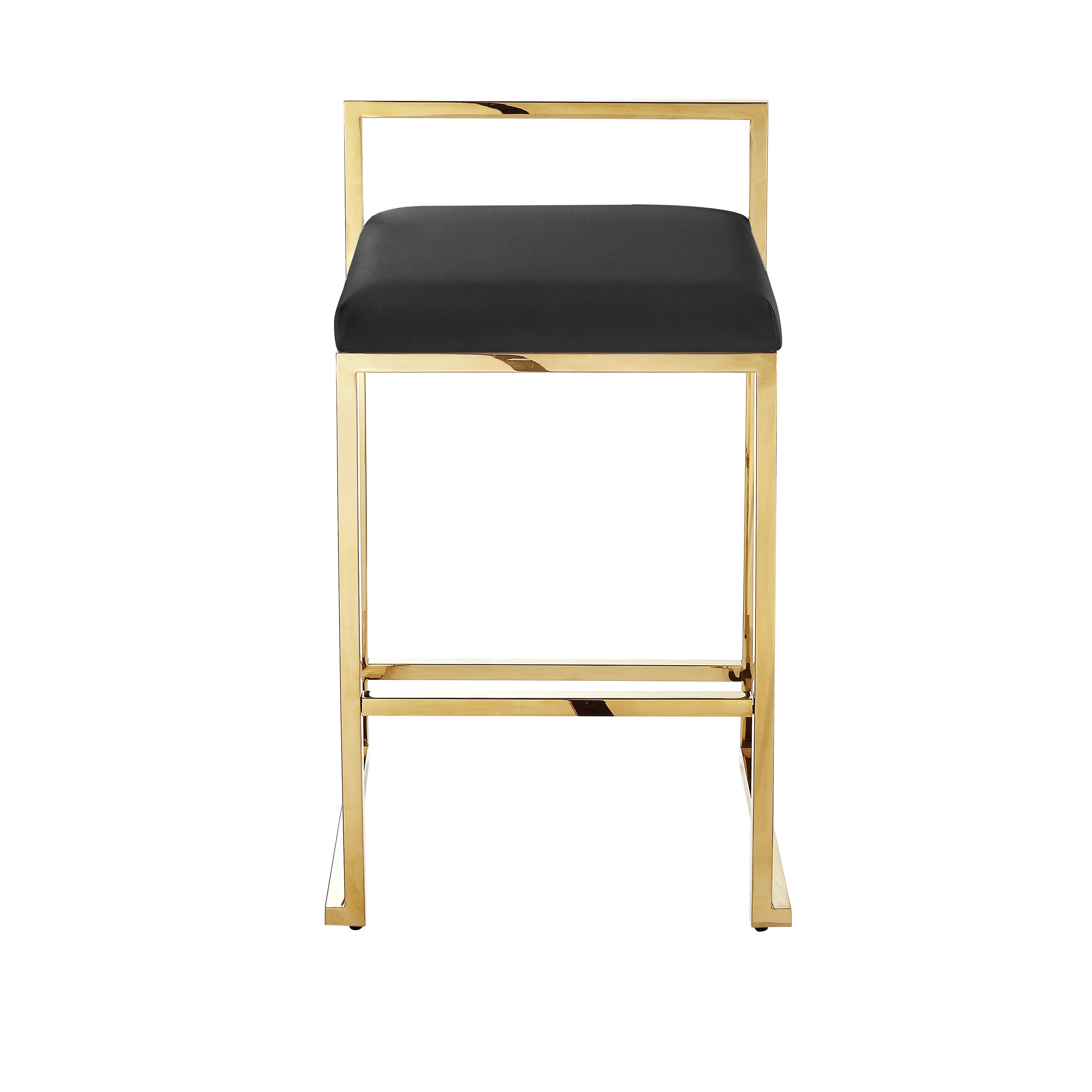 Inspired Home BL325-10BK2-LS Set of 2 Black/Gold 26.7-in H Counter height (24-in to 27-in) Square Seat Upholstered Metal Back Bar Stool Back