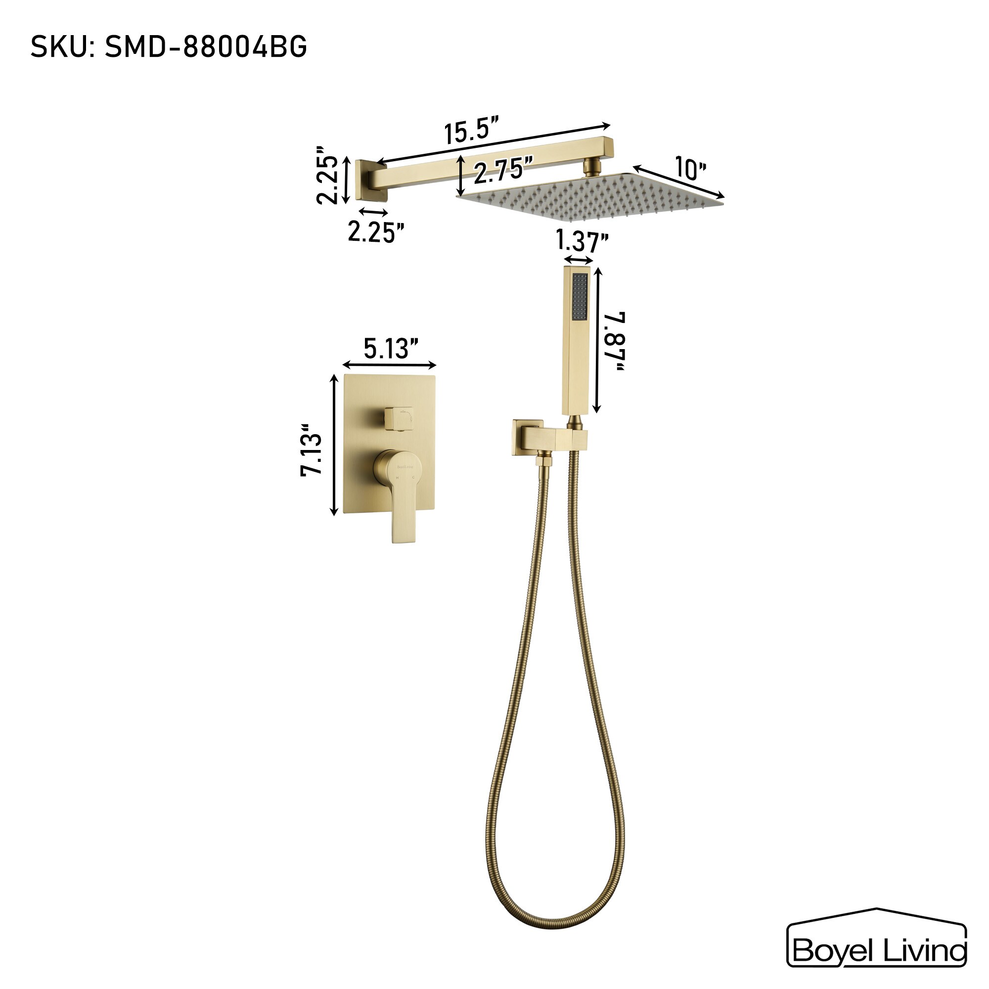 Clihome SMD-BS04BG Showerhead-Bar-Panels - View #2