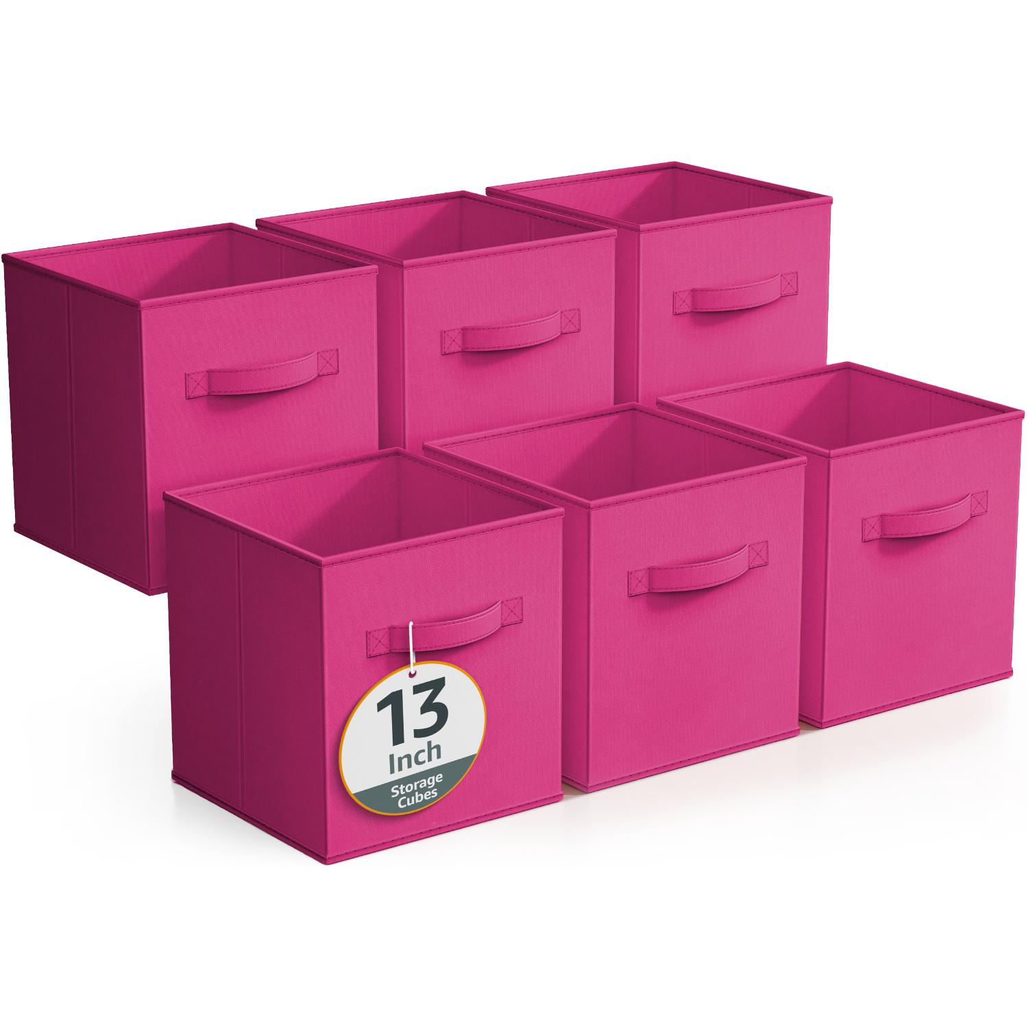 SORBUS STRG-BINLG-PI-6PK ( 13-in W x 13-in H x 13-in D ) Pink Polyester Collapsible Bin