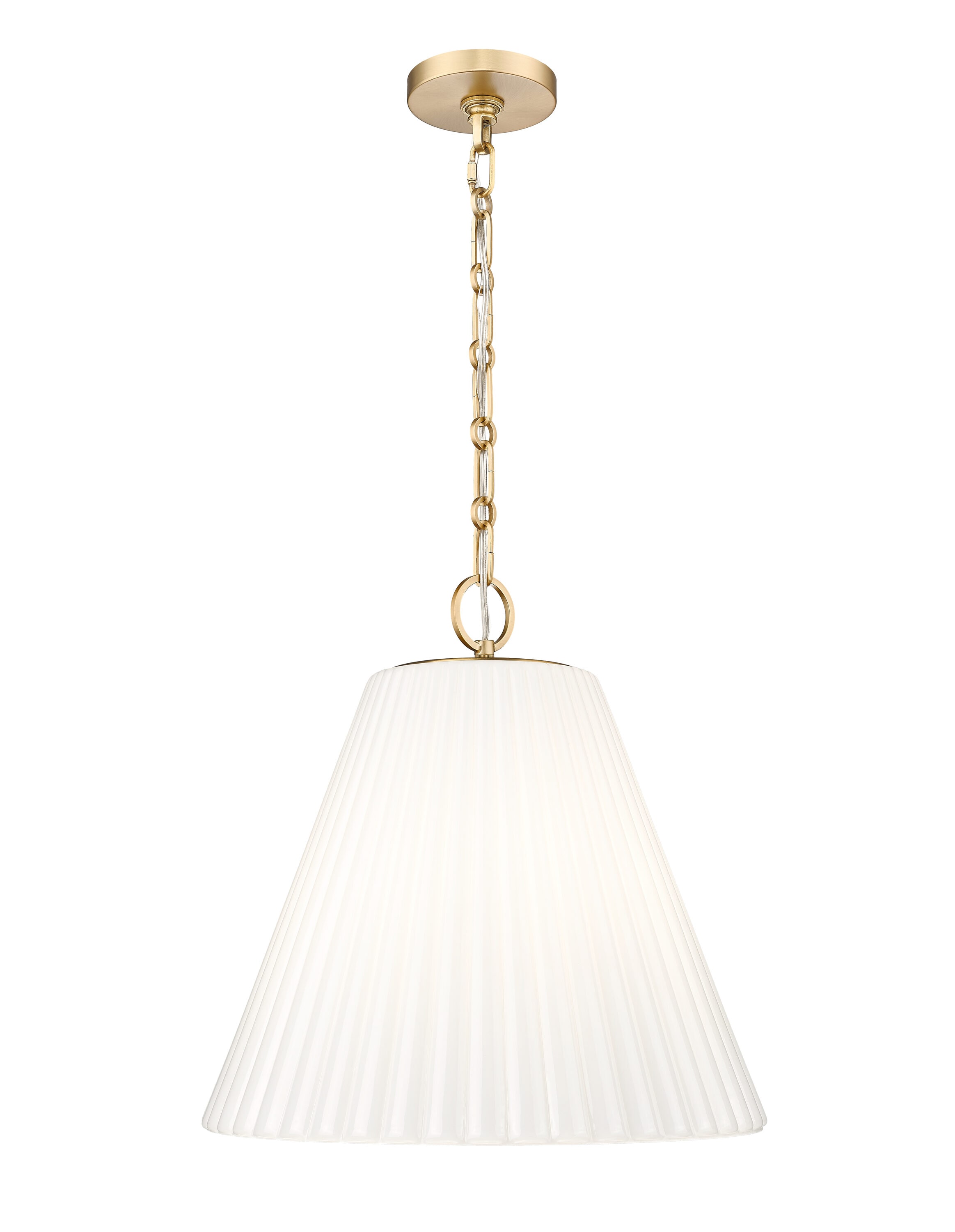 Modern Gold 18" Glass and Steel 3-Light Pendant