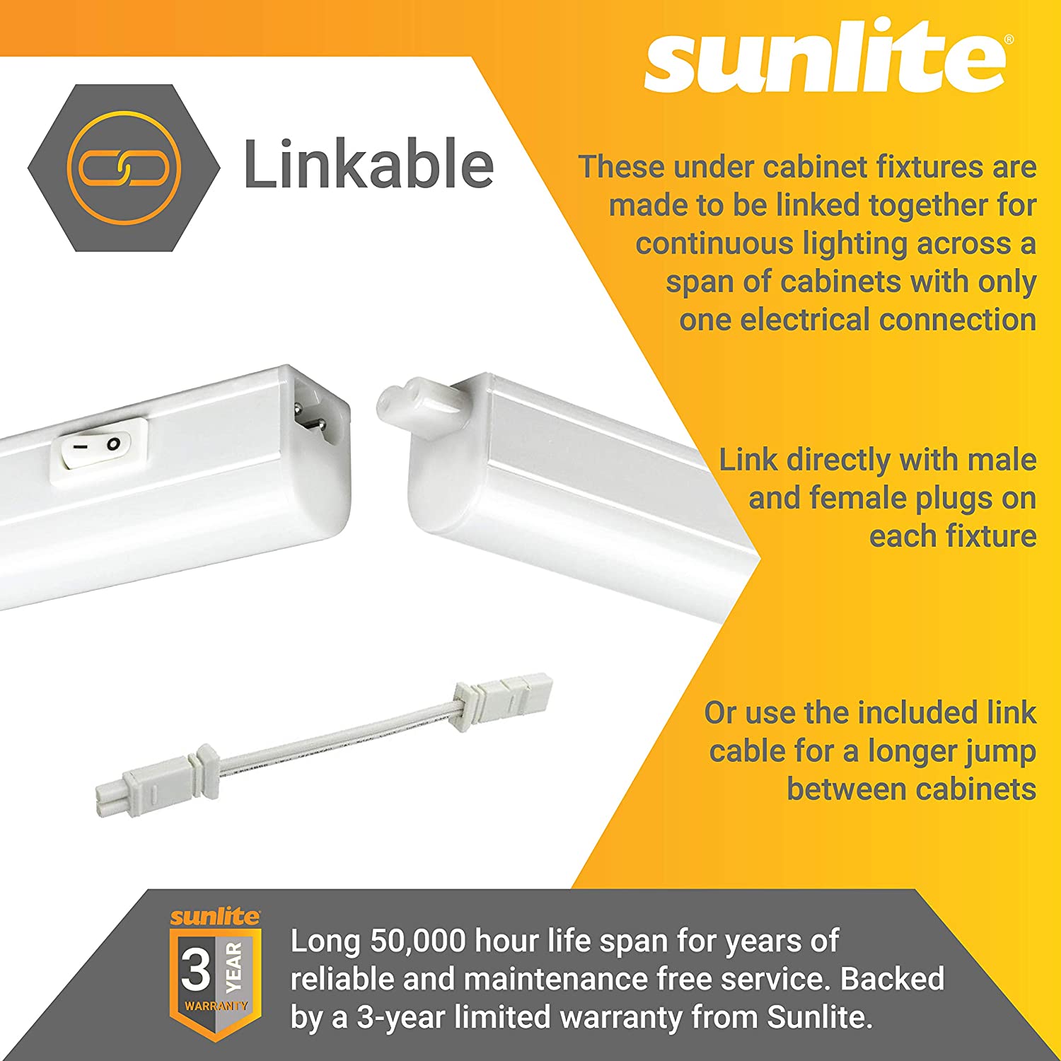 Sunlite Undercabinet 12.32-in Plug-in LED Under Cabinet Light Bar Light ...