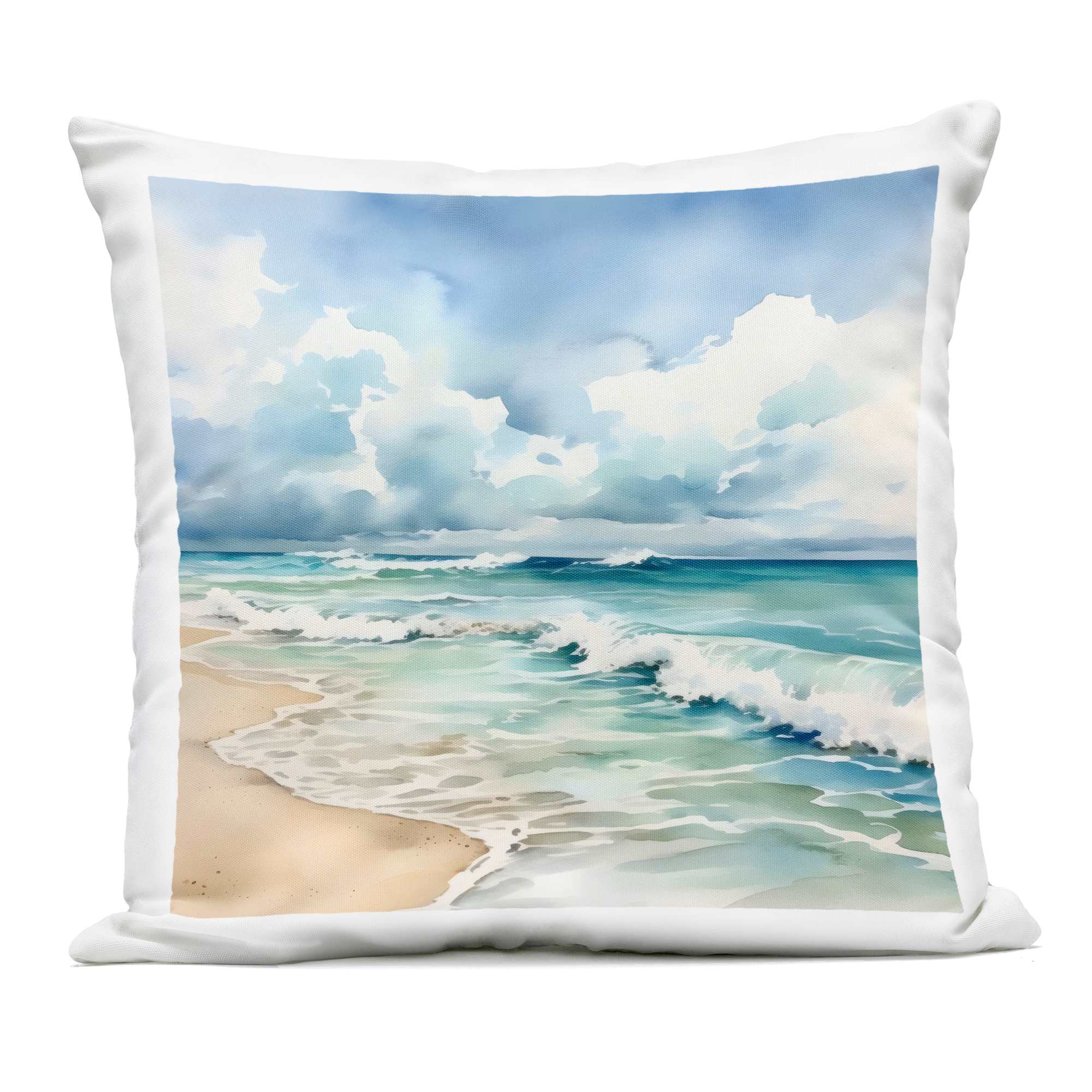 Stupell Industries PLQ-805-OSQ-18X18 Sun Bleached Serene Coast Outdoor Printed Pillow design by LSR Design Studio 18 x 18