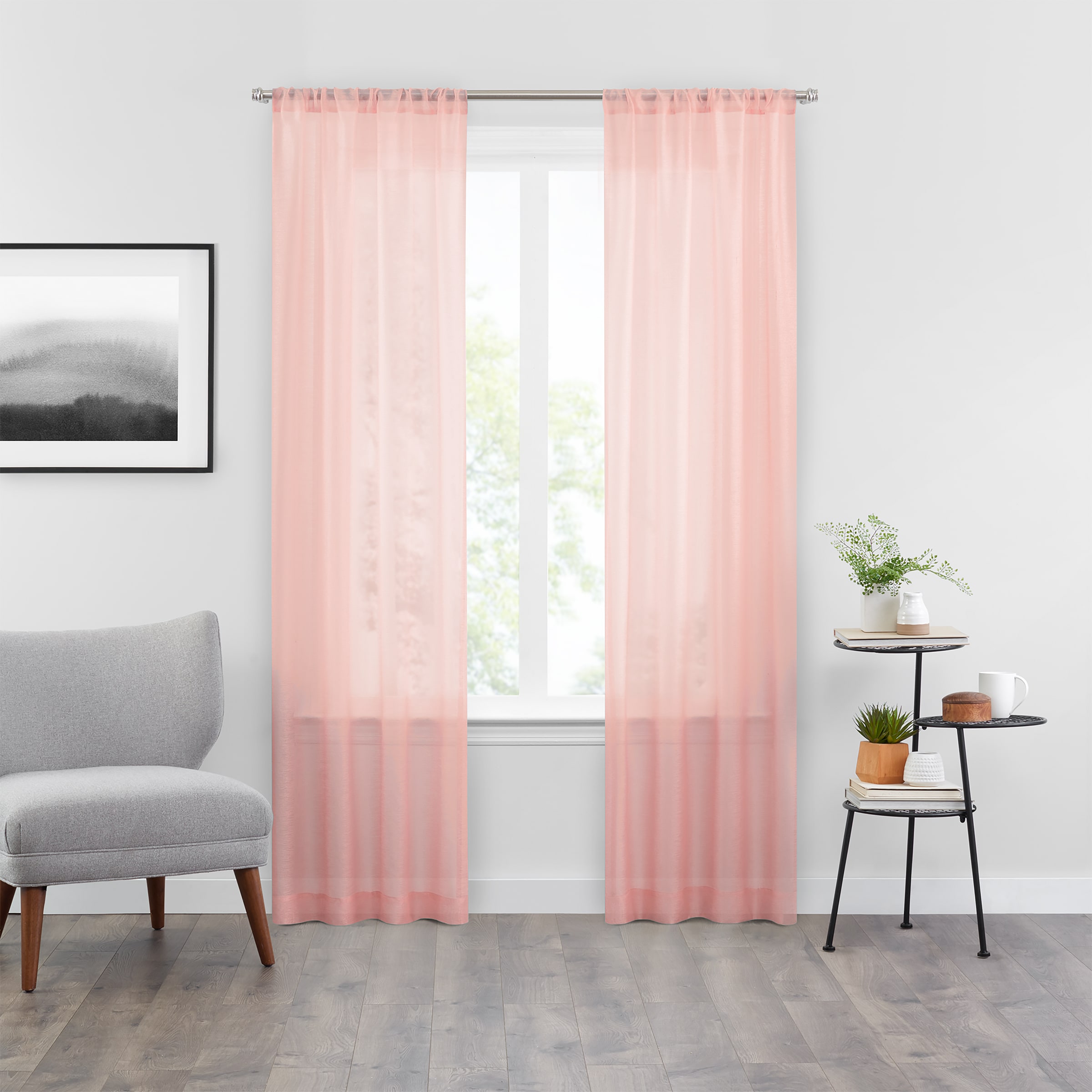 Vue 22716801546 95-Inches Blush Sheer Standard lined Rod pocket Single curtain panel