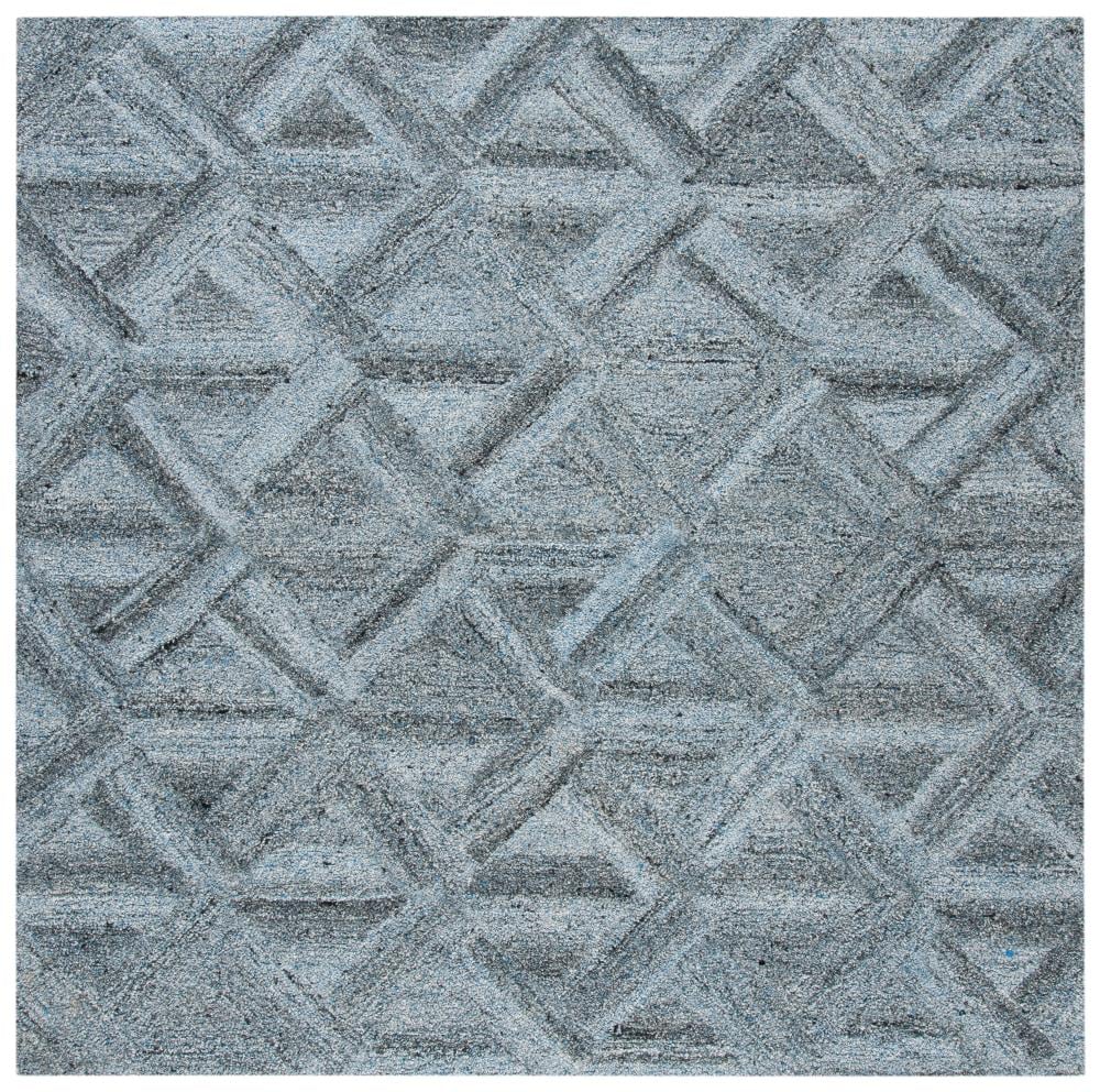 Safavieh ABT607M-6SQ Abstract Geo 6 x 6 (ft) Tufted Synthetic Blue/Black Square Indoor Distressed/Overdyed Farmhouse/Cottage Area rug