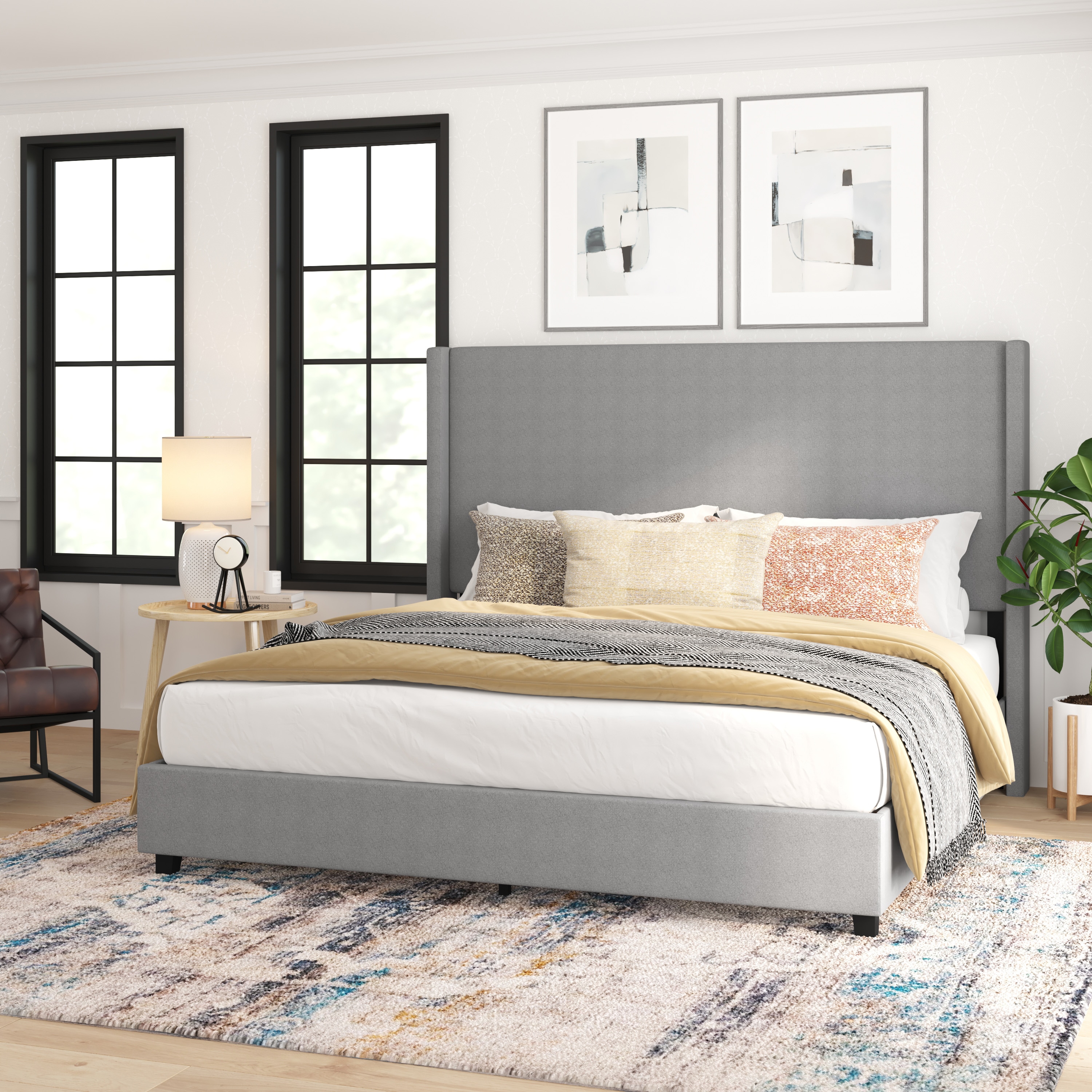 Taylor & Logan 196861091339 Kellan Gray King Upholstered Platform Bed