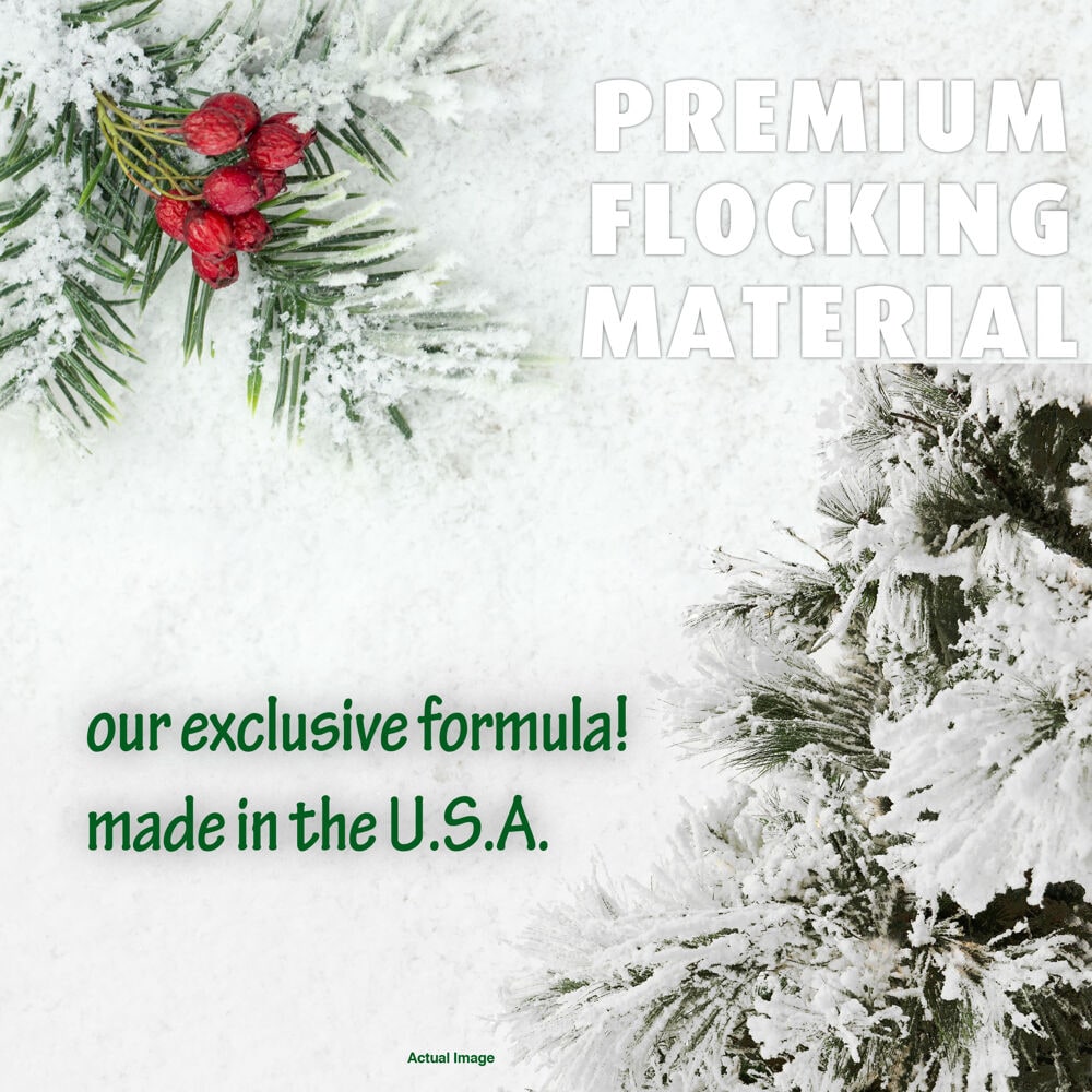 9 ft Snowy Pine Flocked Artificial Christmas Tree with Multi-Color LED Lights