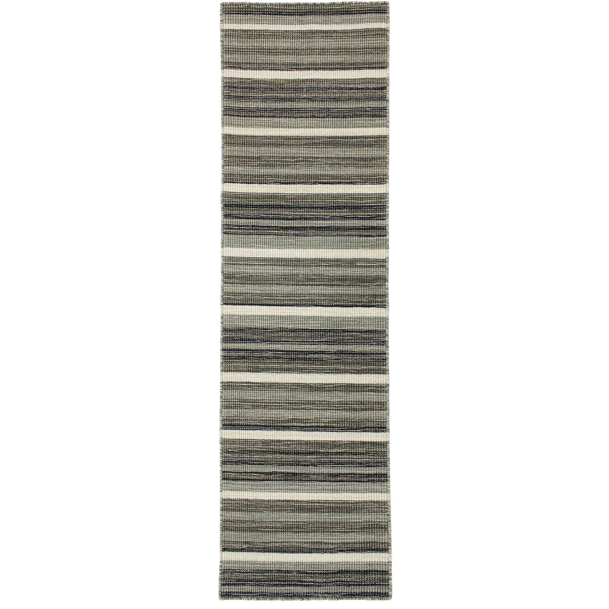 Liora Manne ARBR8753947 Aruba 2 x 8 (ft) Loomed Wool Grey Rectangular Indoor Stripe Runner rug