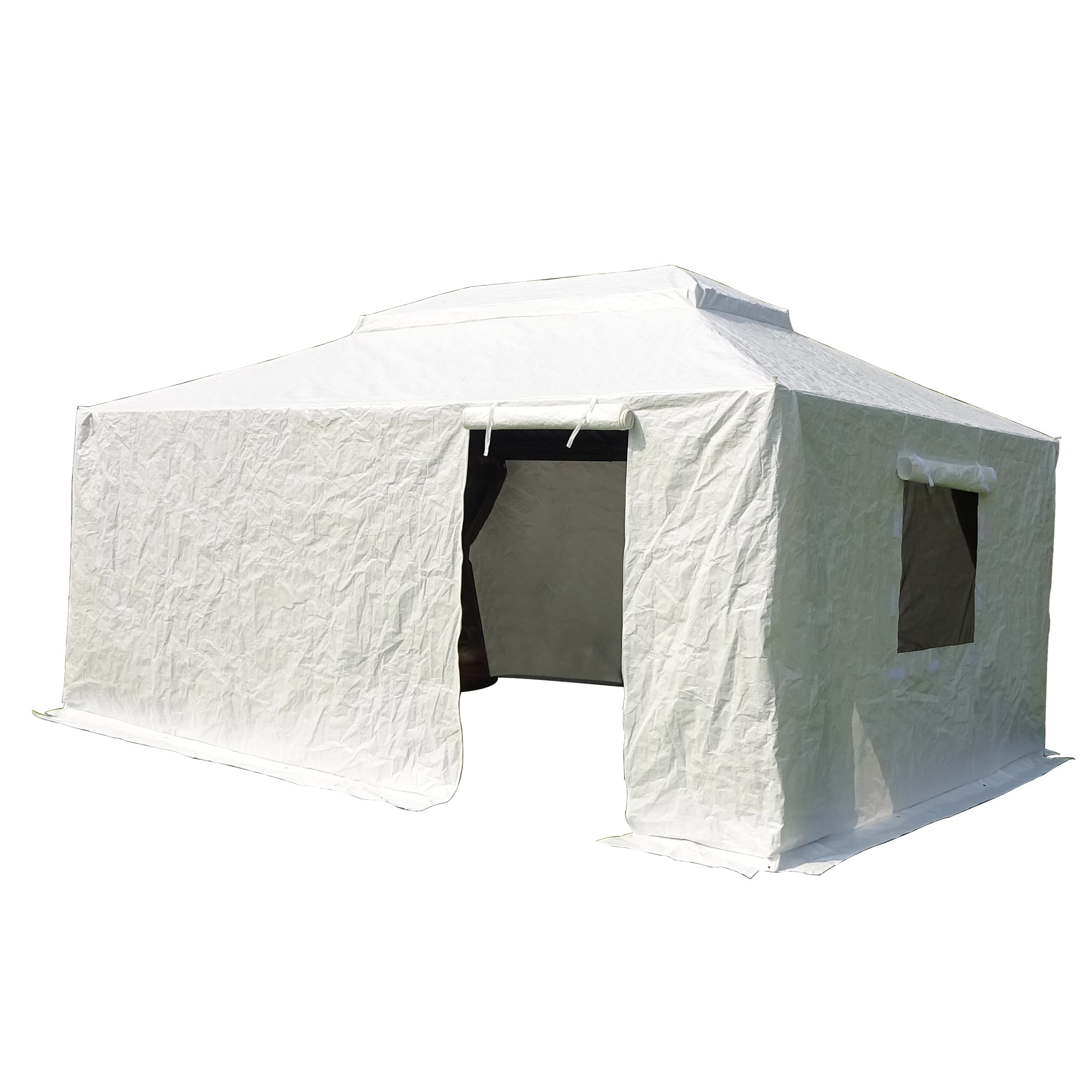 Clihome CL-CPL27656 16.08-ft x 12.17-ft Winter Gazebo Cover with Sidewalls and Mesh Windows White Gazebo winter cover
