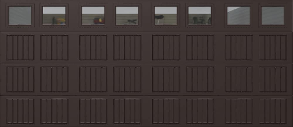 Wayne Dalton WD9100SBC167 Classic Steel Model 9100 16-ft x 7-ft Insulated Brown Double Garage Door with Windows
