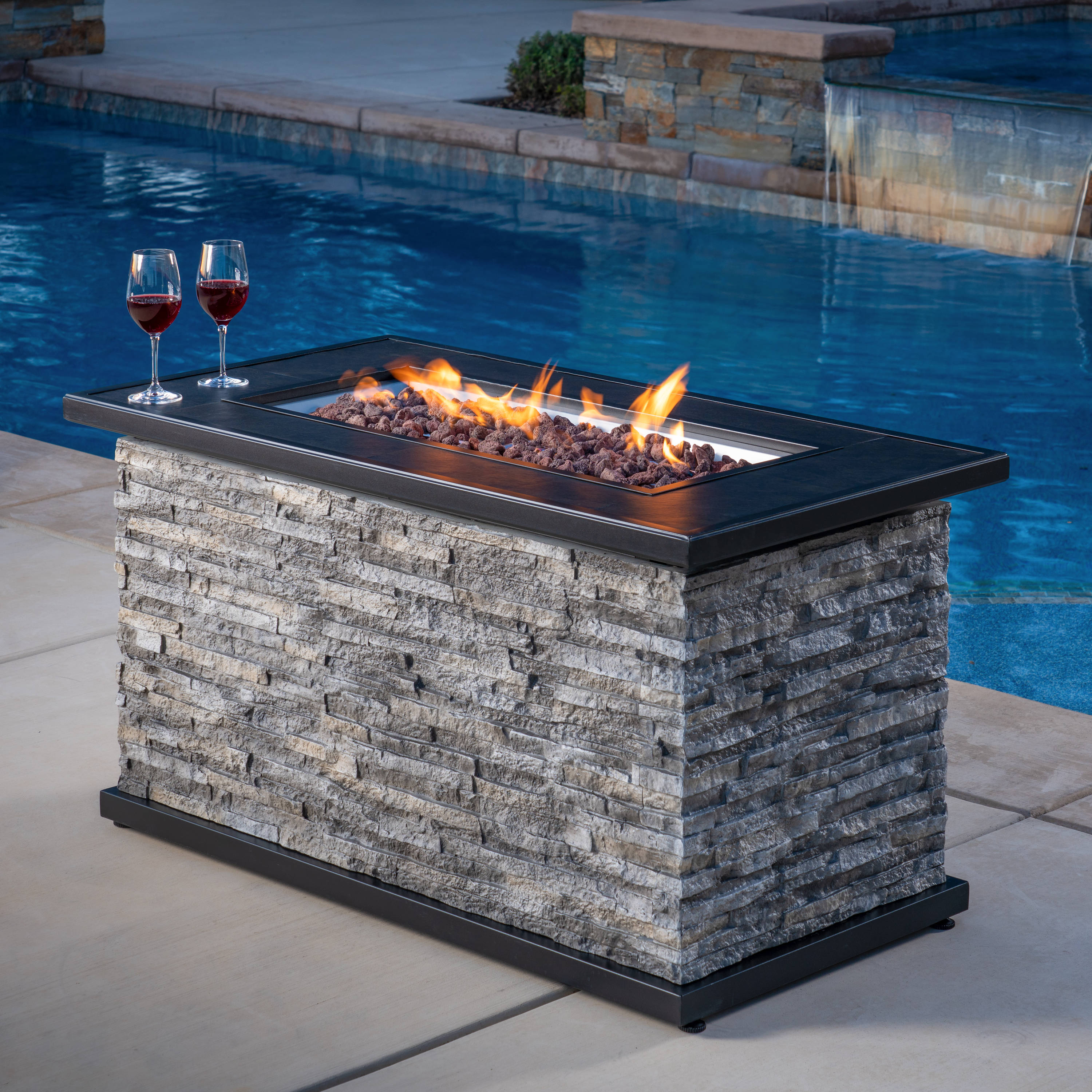 allen + roth 47.64-in W 55000-BTU Brown Steel Propane Gas Fire Pit at ...